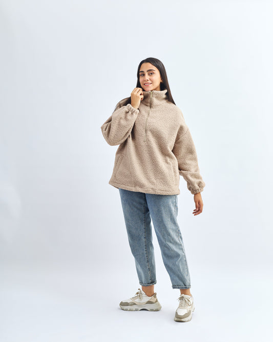 Beige - Fur Sweater TheMakeovr 