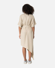 Beige - Linen Wrap Dress Dress TheMakeovr 