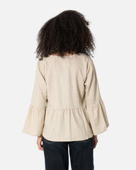 Beige - Ruffle Blouse Ruffle Blouses TheMakeovr 