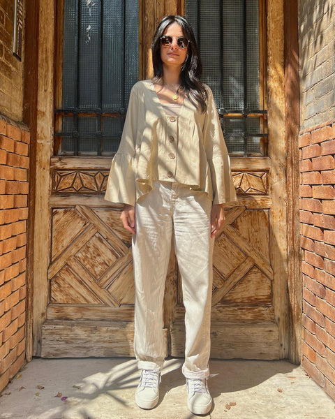 Beige - Ruffle Blouse