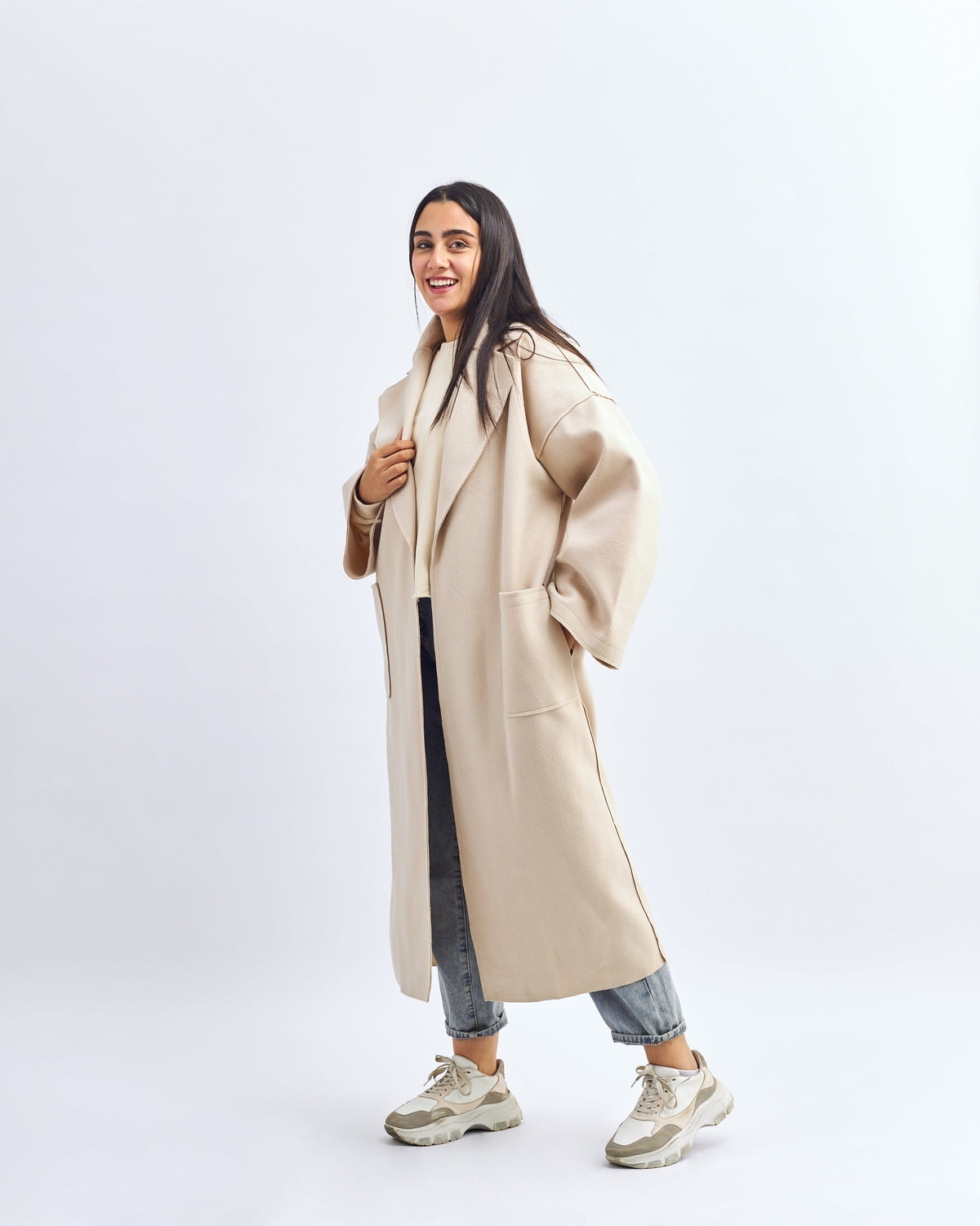 Beige - Wool Blend Coat Coat TheMakeovr 