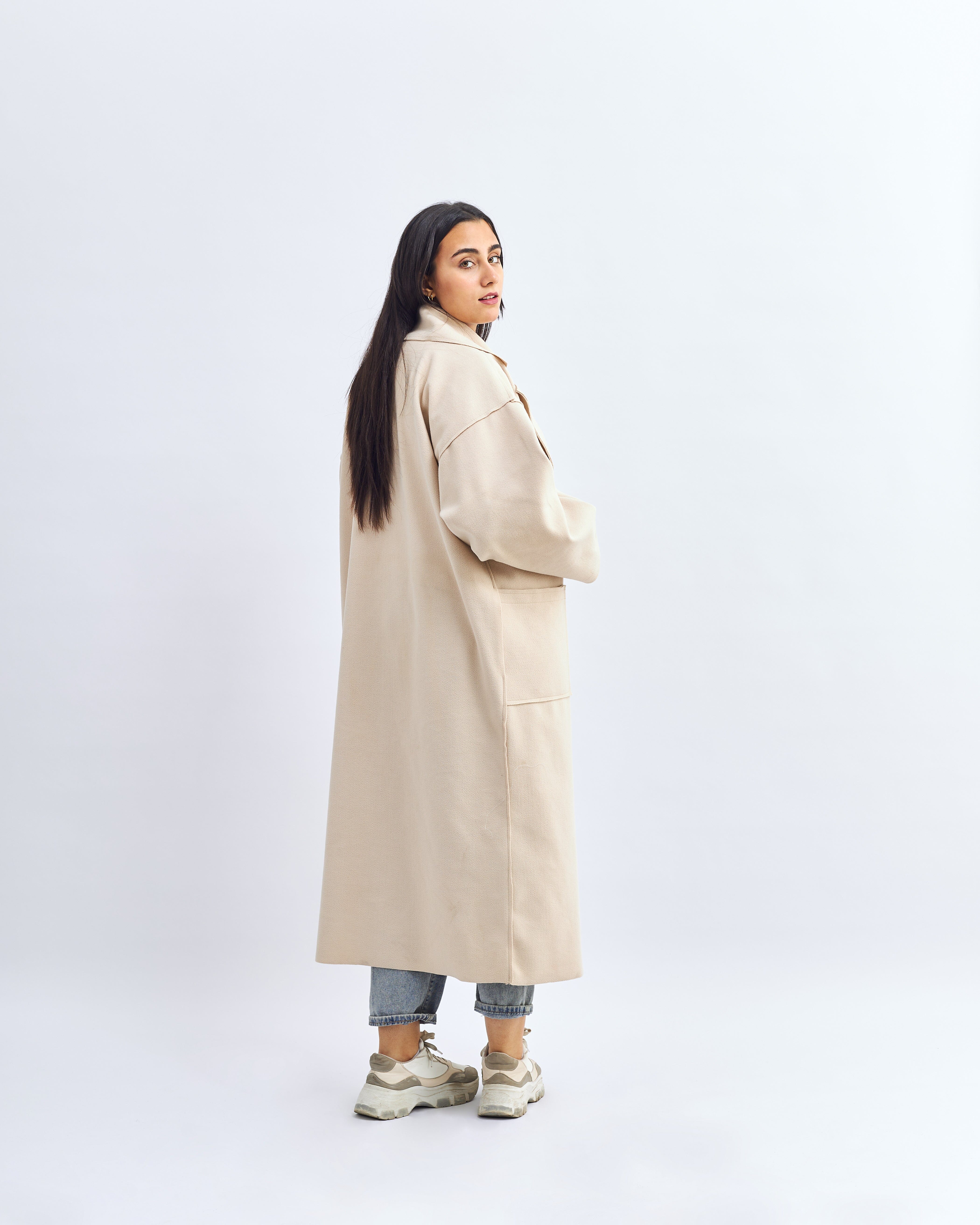 Beige - Wool Blend Coat Coat TheMakeovr 