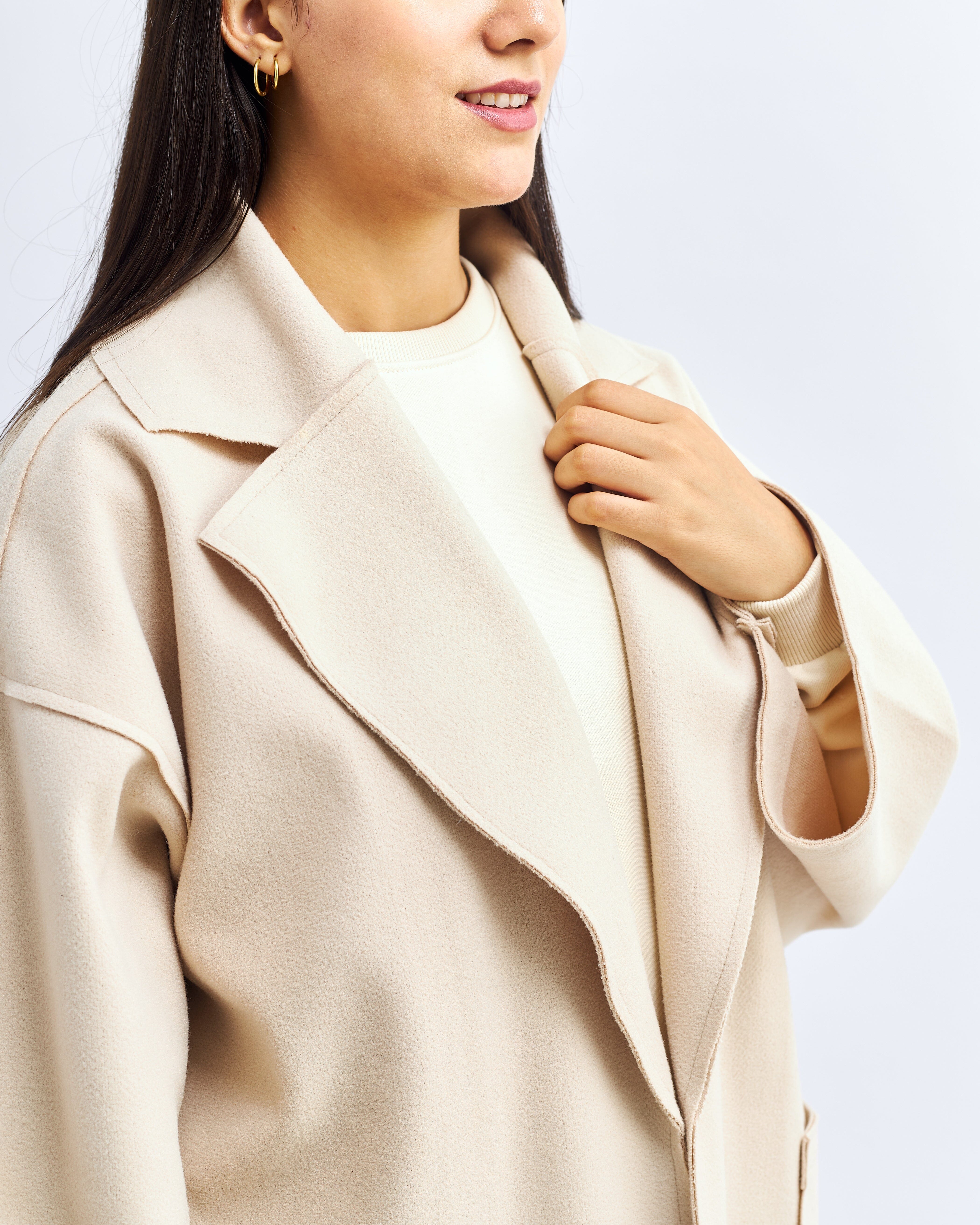 Beige - Wool Blend Coat Coat TheMakeovr 