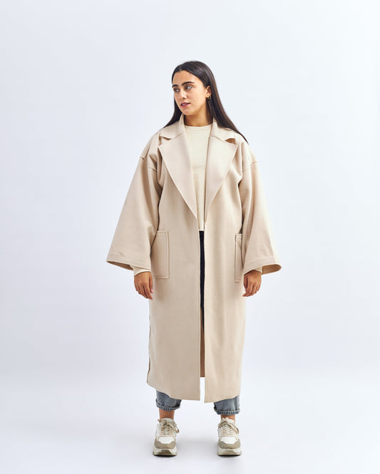 Beige - Wool Blend Coat Coat TheMakeovr 