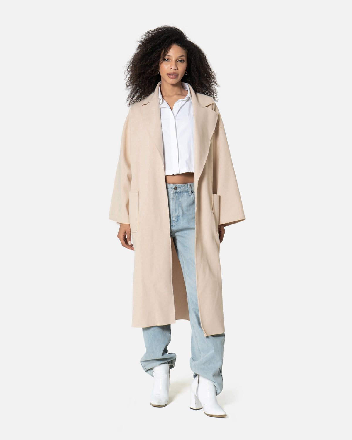 Beige - Wool Blend Coat Coat TheMakeovr 