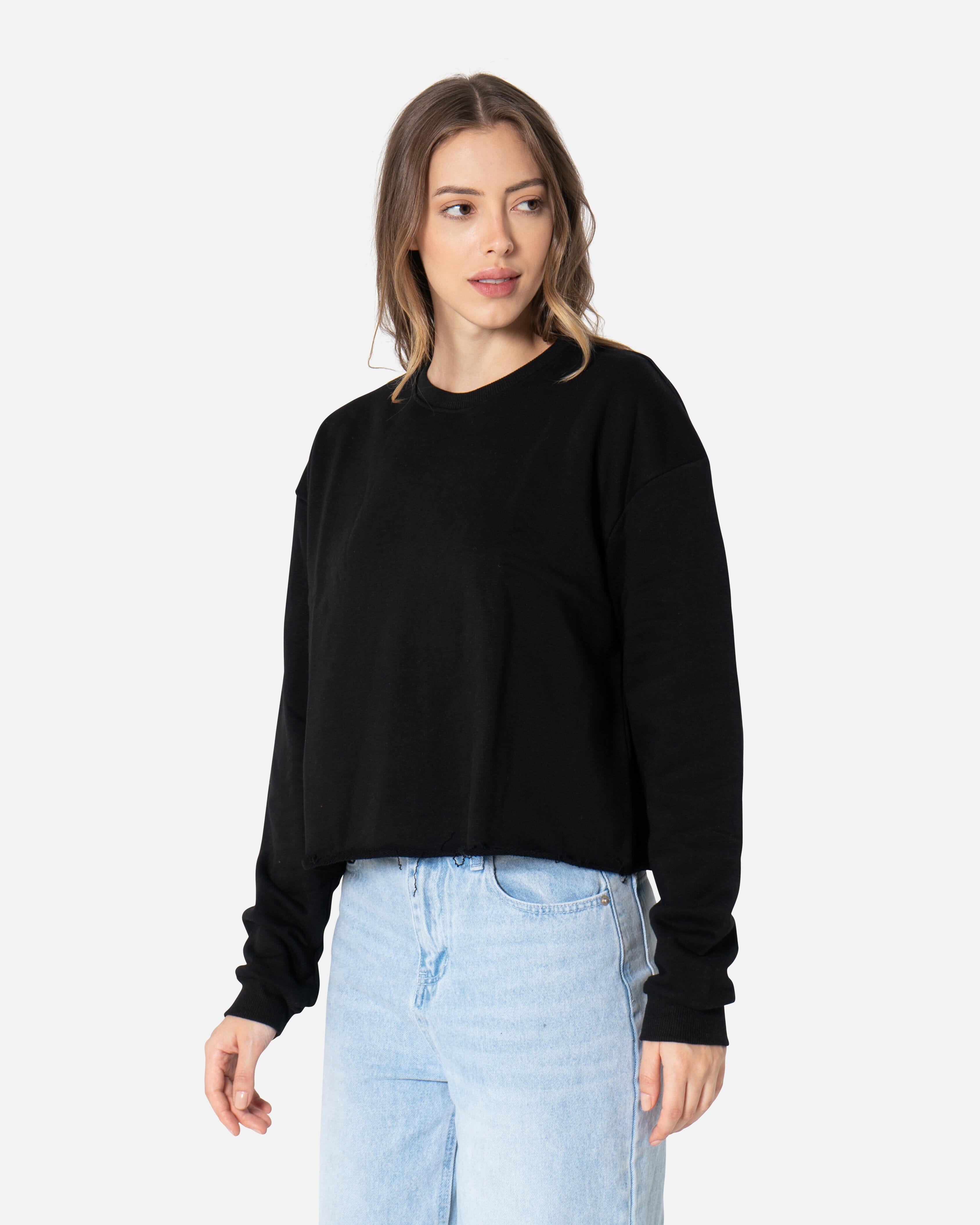 Black - Basic Sweatshirt Cropped Sweatshirts TheMakeovr 