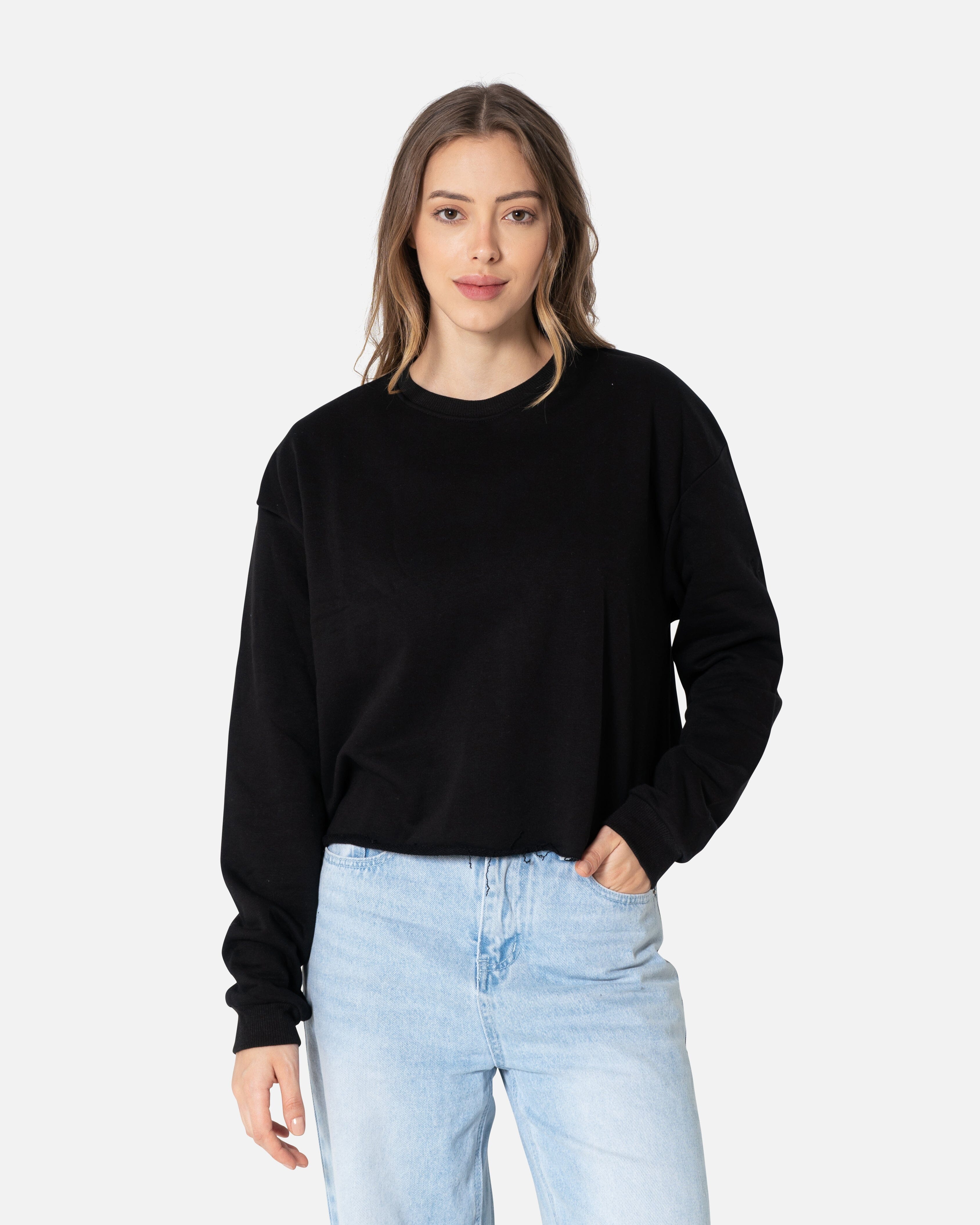 Black - Basic Sweatshirt Cropped Sweatshirts TheMakeovr 