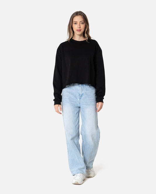 Black - Basic Sweatshirt Cropped Sweatshirts TheMakeovr 