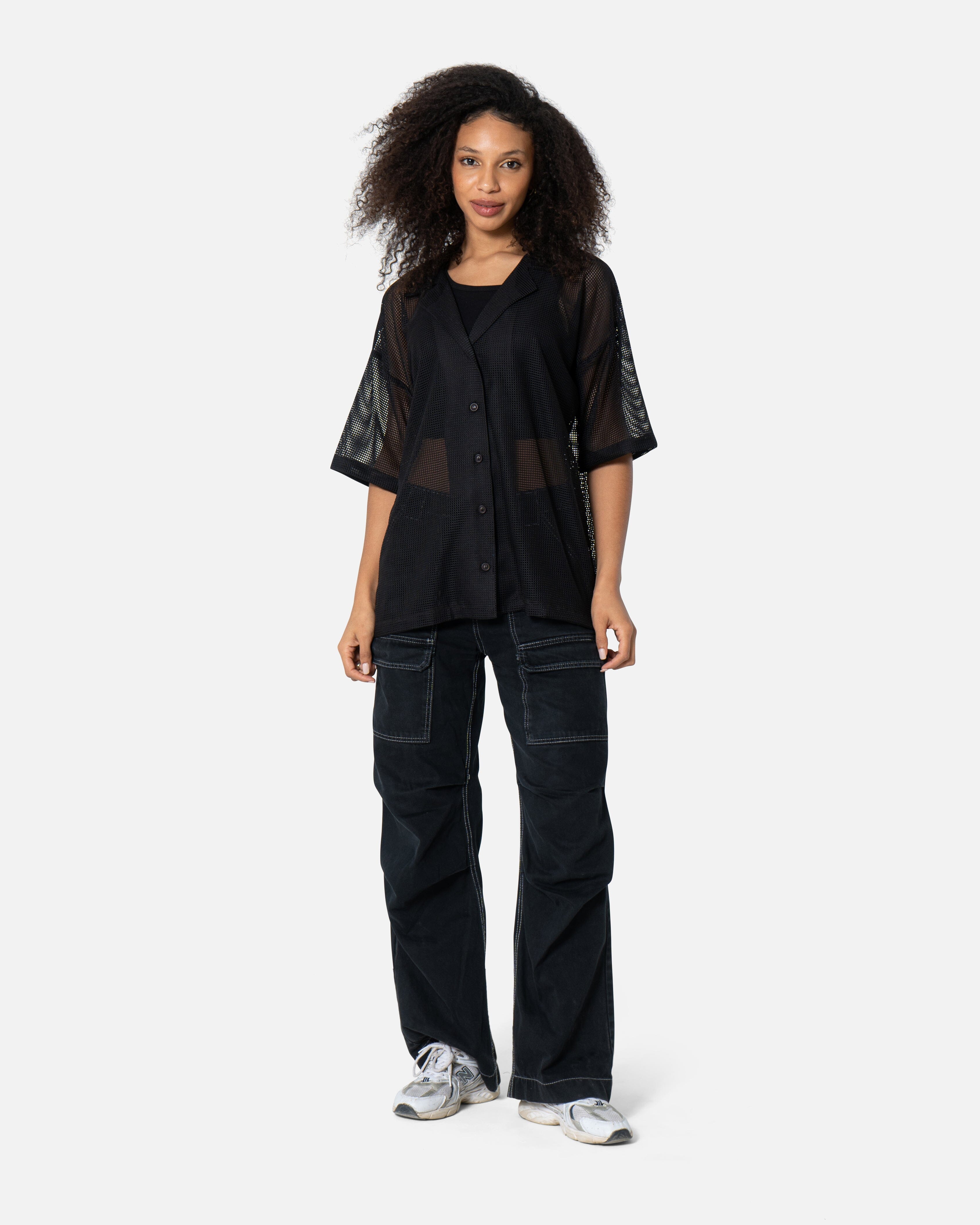 Black - Oversized Mesh Shirt Boyfriend Shirt TheMakeovr 