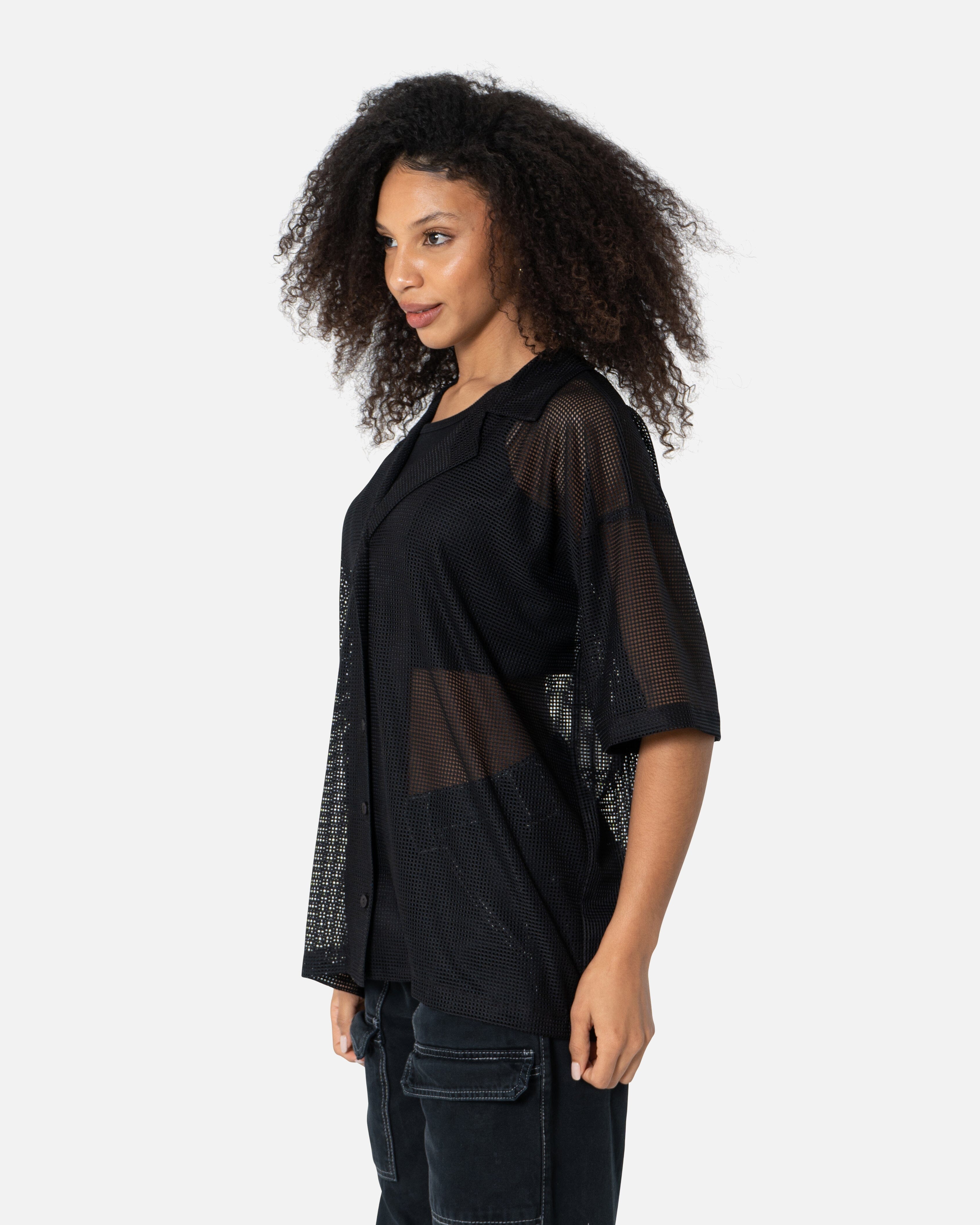 Black - Oversized Mesh Shirt Boyfriend Shirt TheMakeovr 