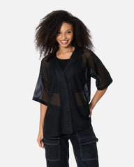 Black - Oversized Mesh Shirt Boyfriend Shirt TheMakeovr 