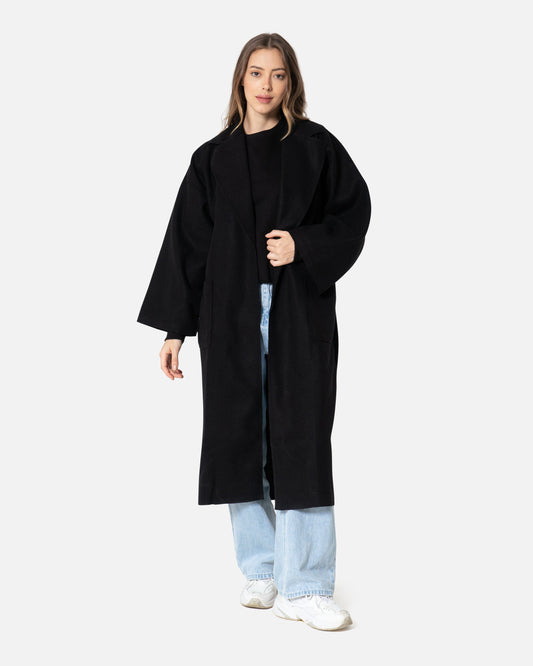 Black - Wool Blend Coat Coat TheMakeovr 