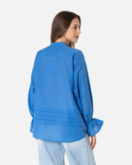 Blue - Ruffle Sleeve Blouse Blouse TheMakeovr 