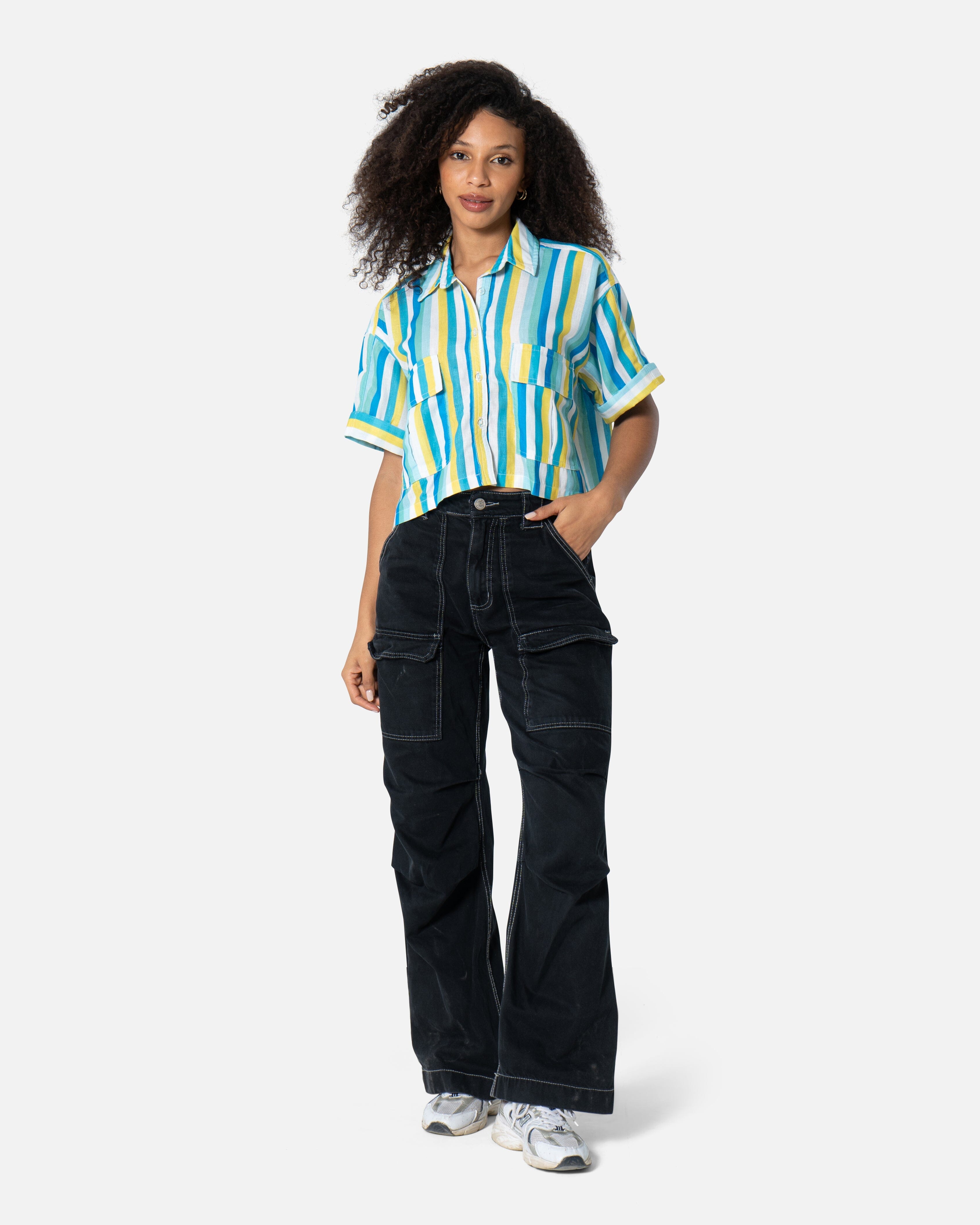 Blue Streak - Cropped Shirt Cropped Shirt TheMakeovr 