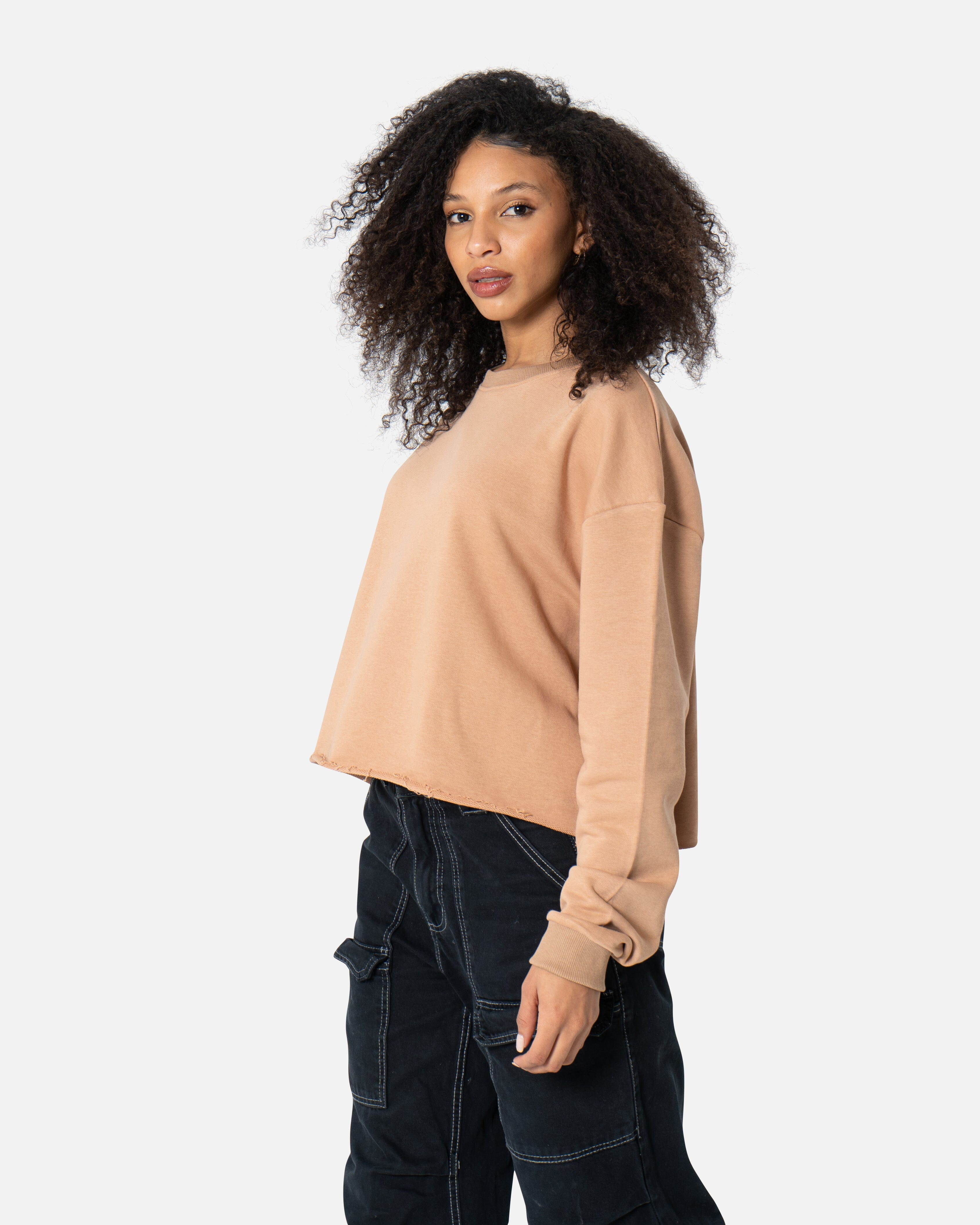 Camel - Basic Sweatshirt Summer Cropped Sweatshirts TheMakeovr 