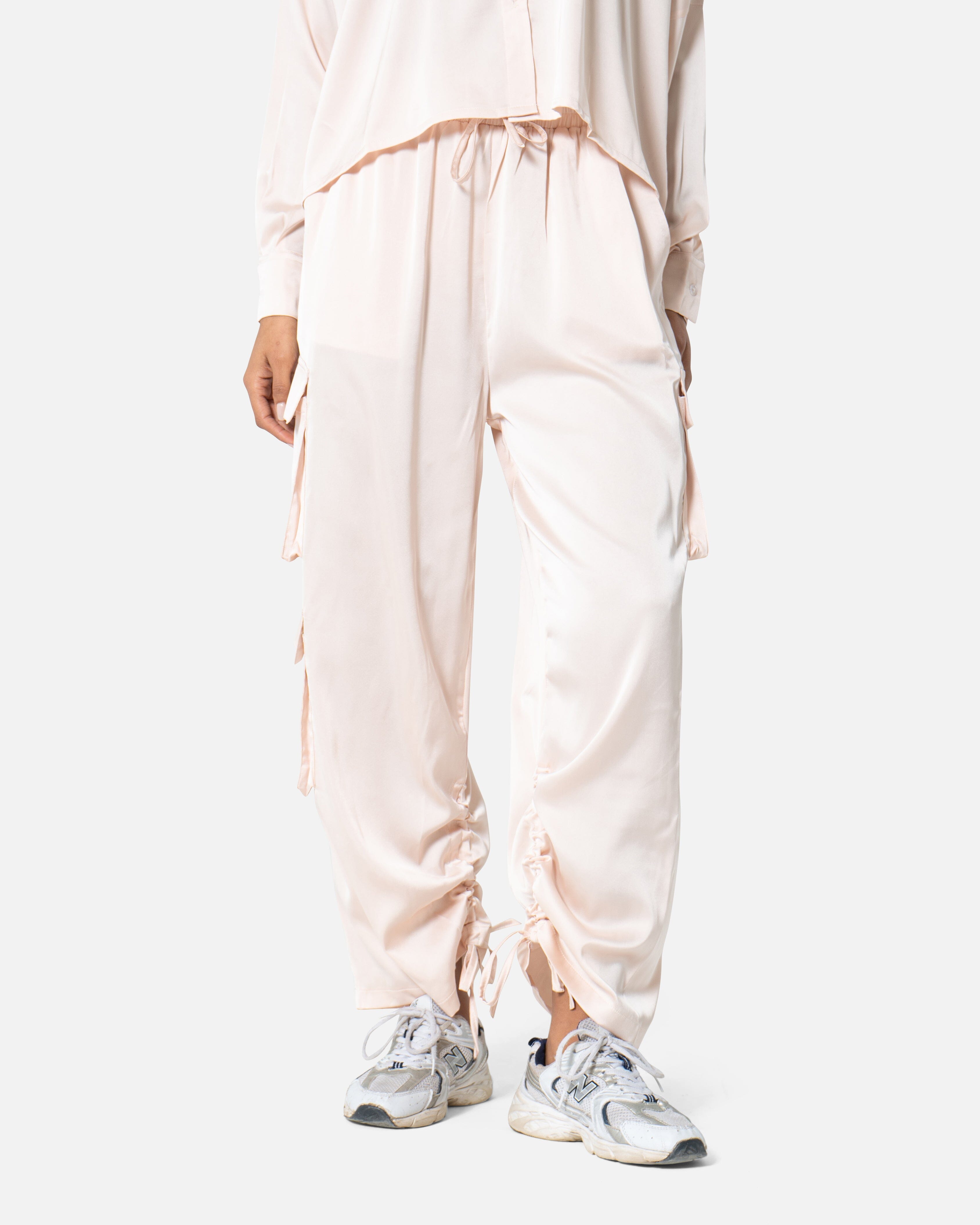 Champagne - Satin Cargo Pants TheMakeovr 