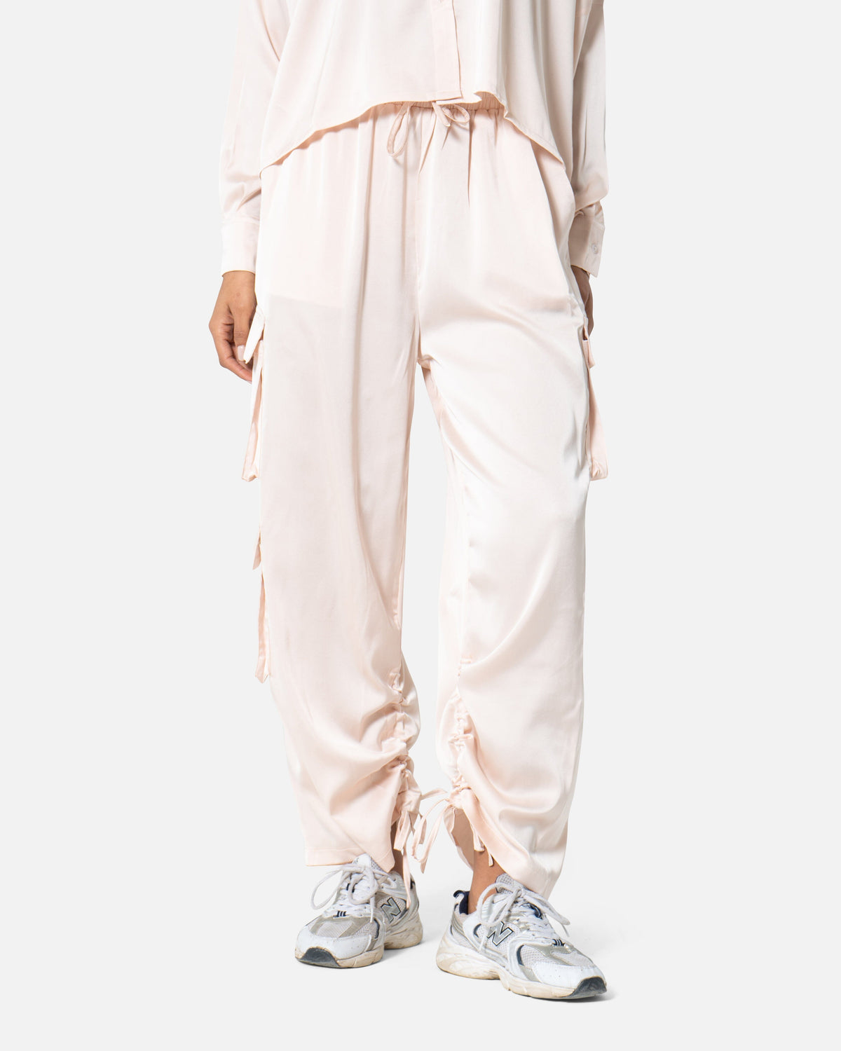 Champagne - Satin Cargo Pants TheMakeovr 