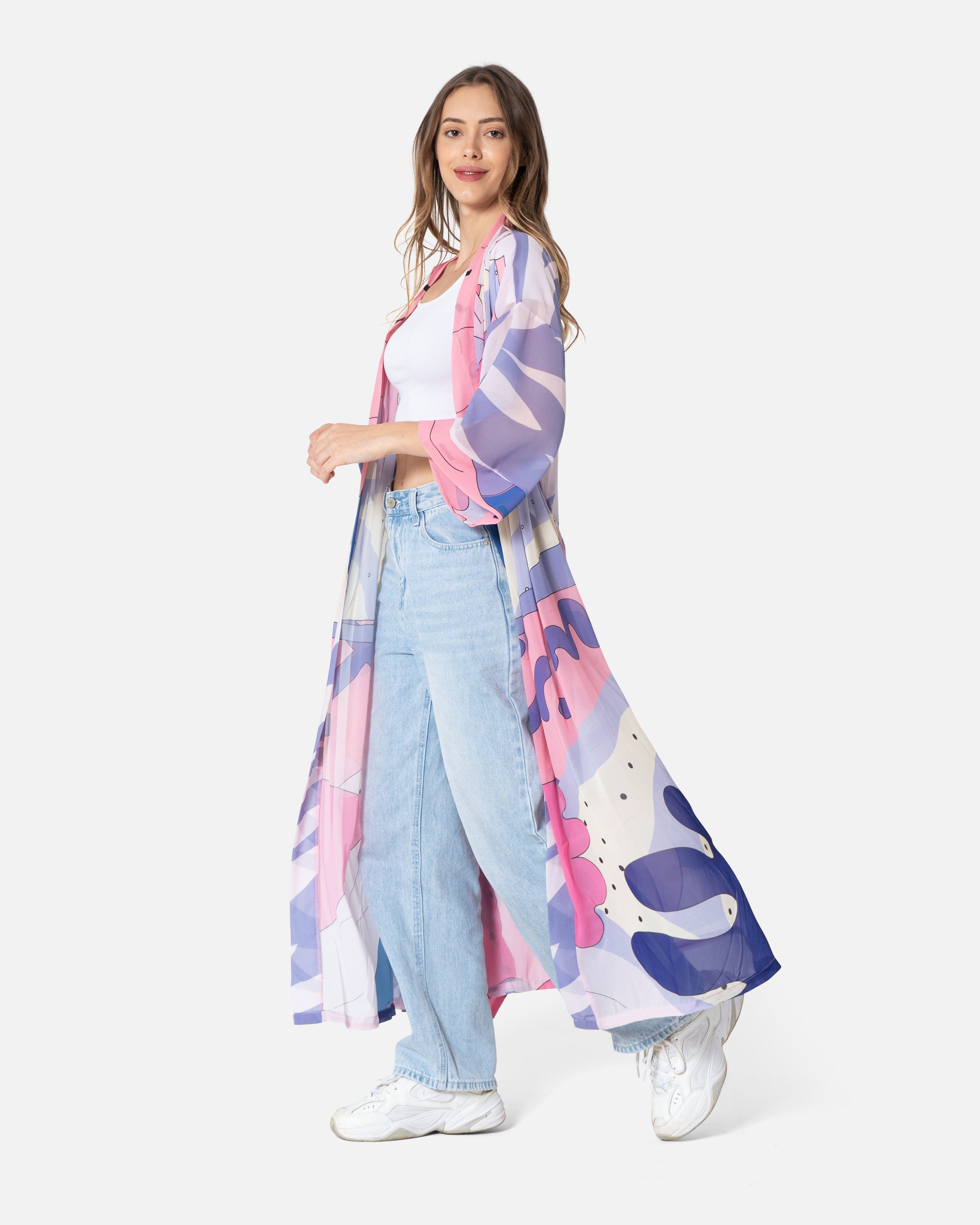 Coral Bubble Gum - Chiffon Kimono Kimono TheMakeovr 