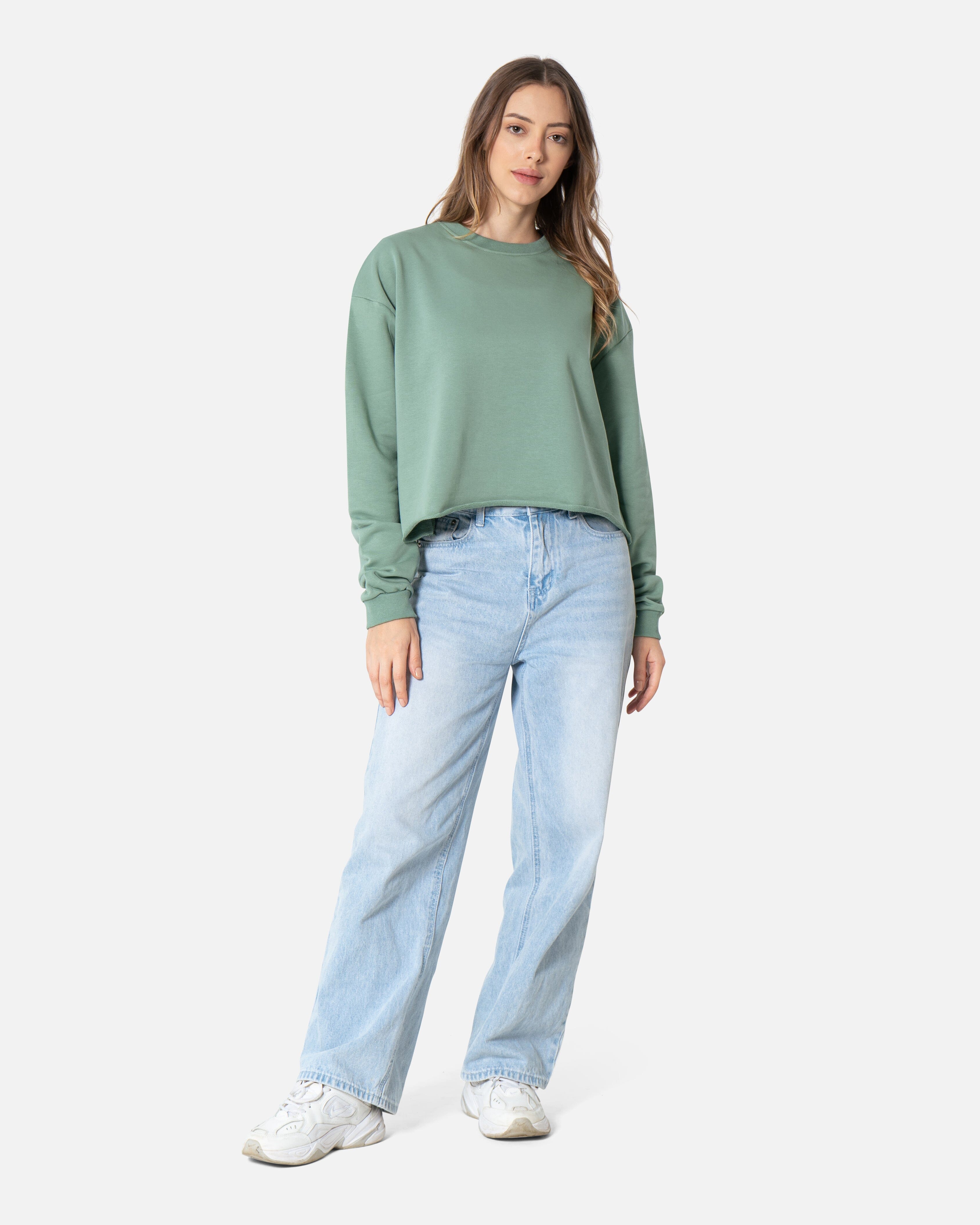 Cordele Green - Basic Sweatshirt Summer Cropped Sweatshirts TheMakeovr 