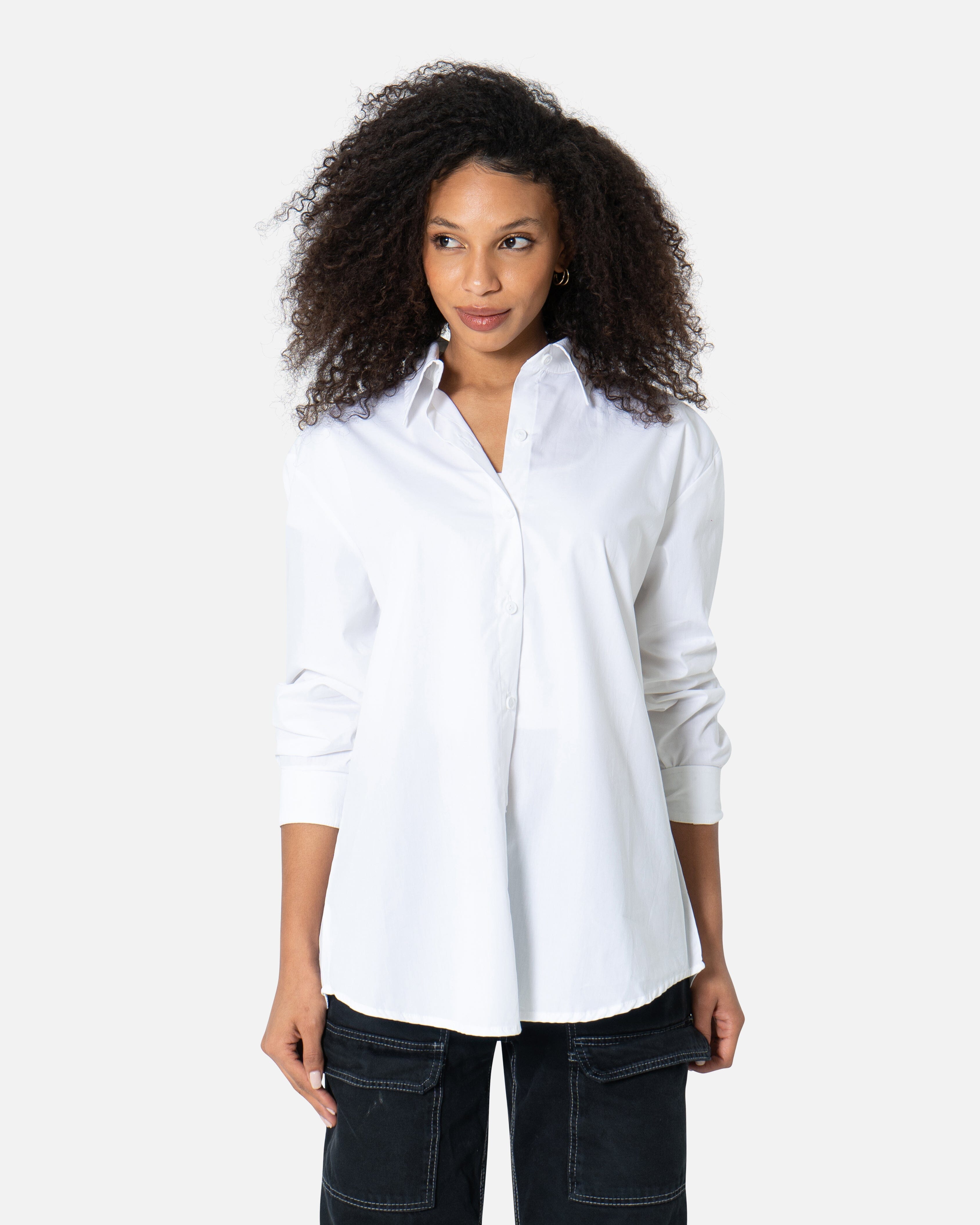 Criss Cross - Poplin Oversized Shirt Oversized Long Sleeve Shirt TheMakeovr 