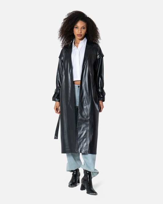 Faux Leather Coat Coat TheMakeovr 