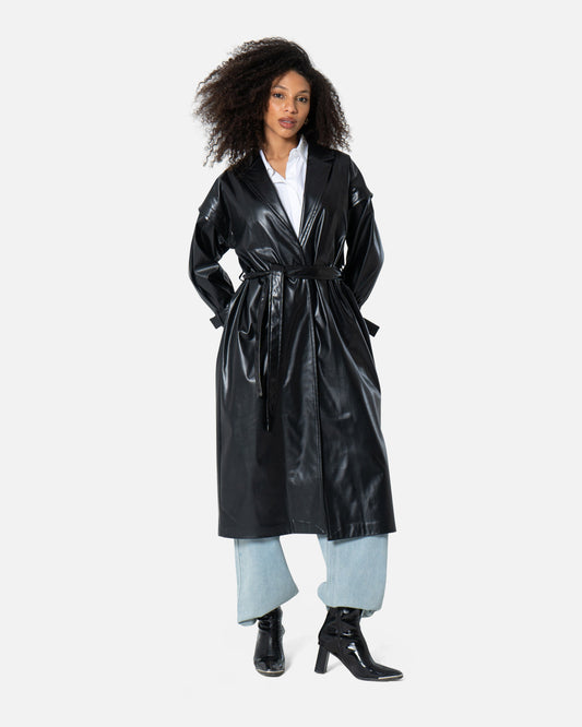 Faux Leather Coat Coat TheMakeovr 