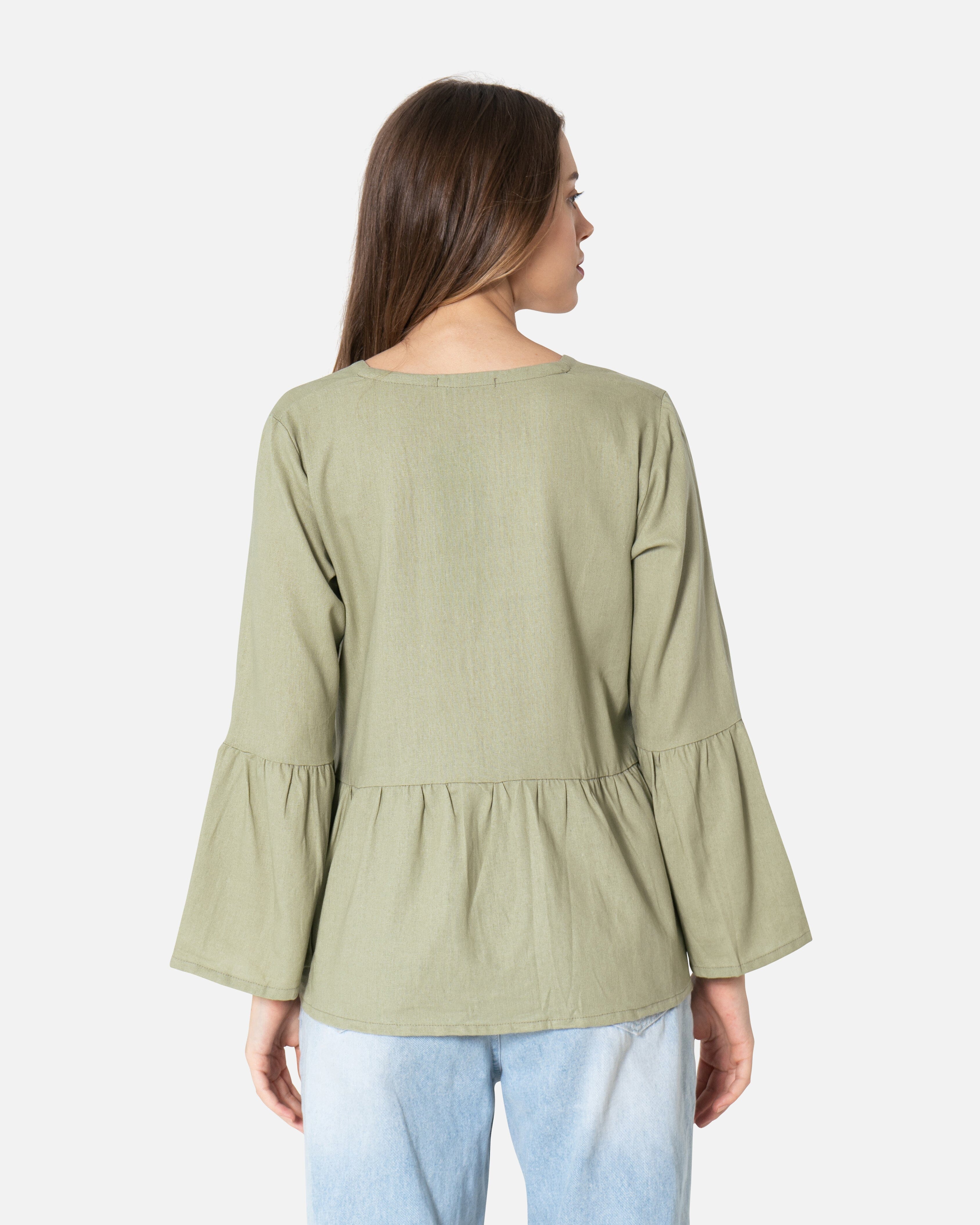 Frosty Green - Ruffle Blouse Ruffle Blouses TheMakeovr 