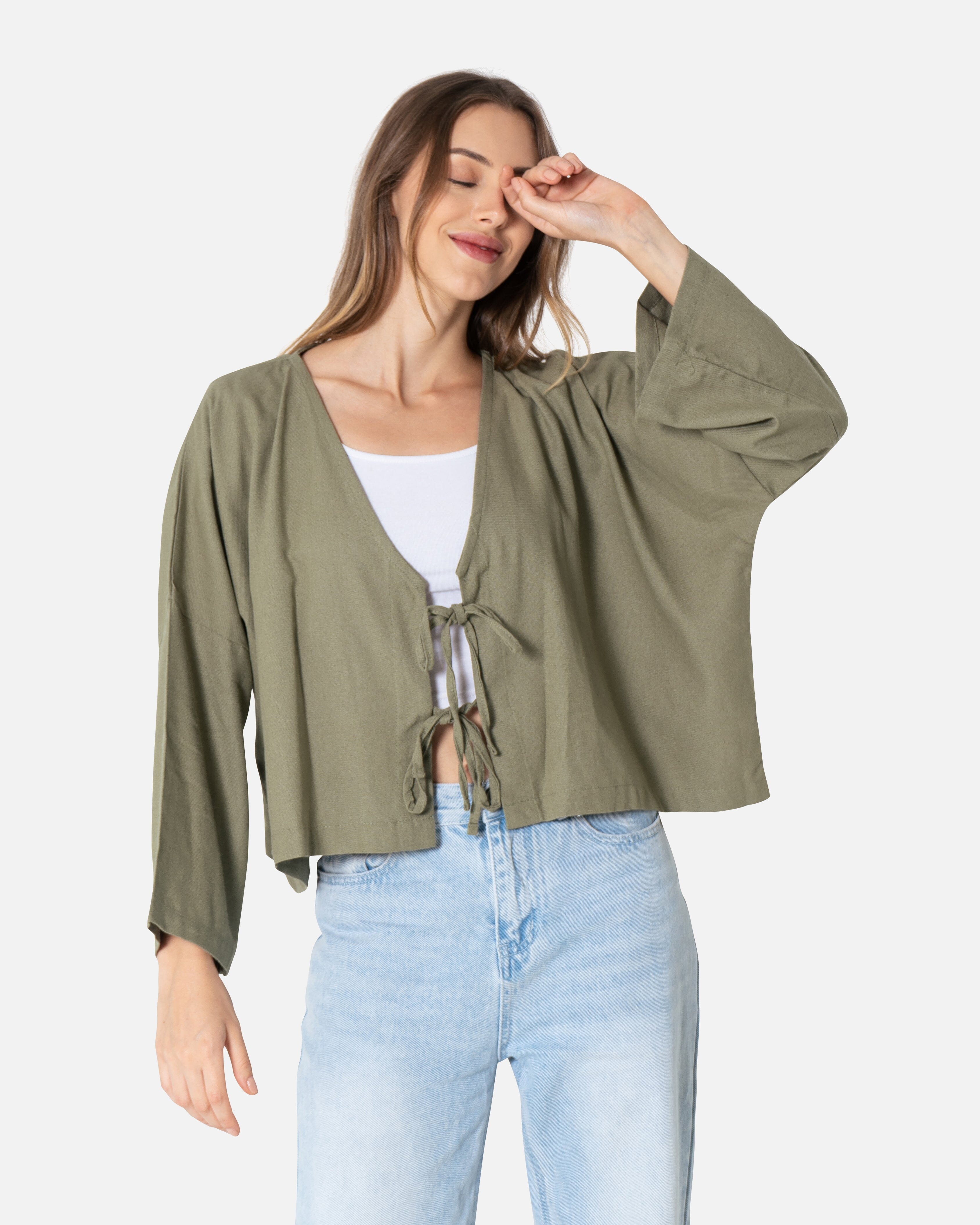 Frosty Green - "Tie Front" Cardigan Oversized Cardigan TheMakeovr 