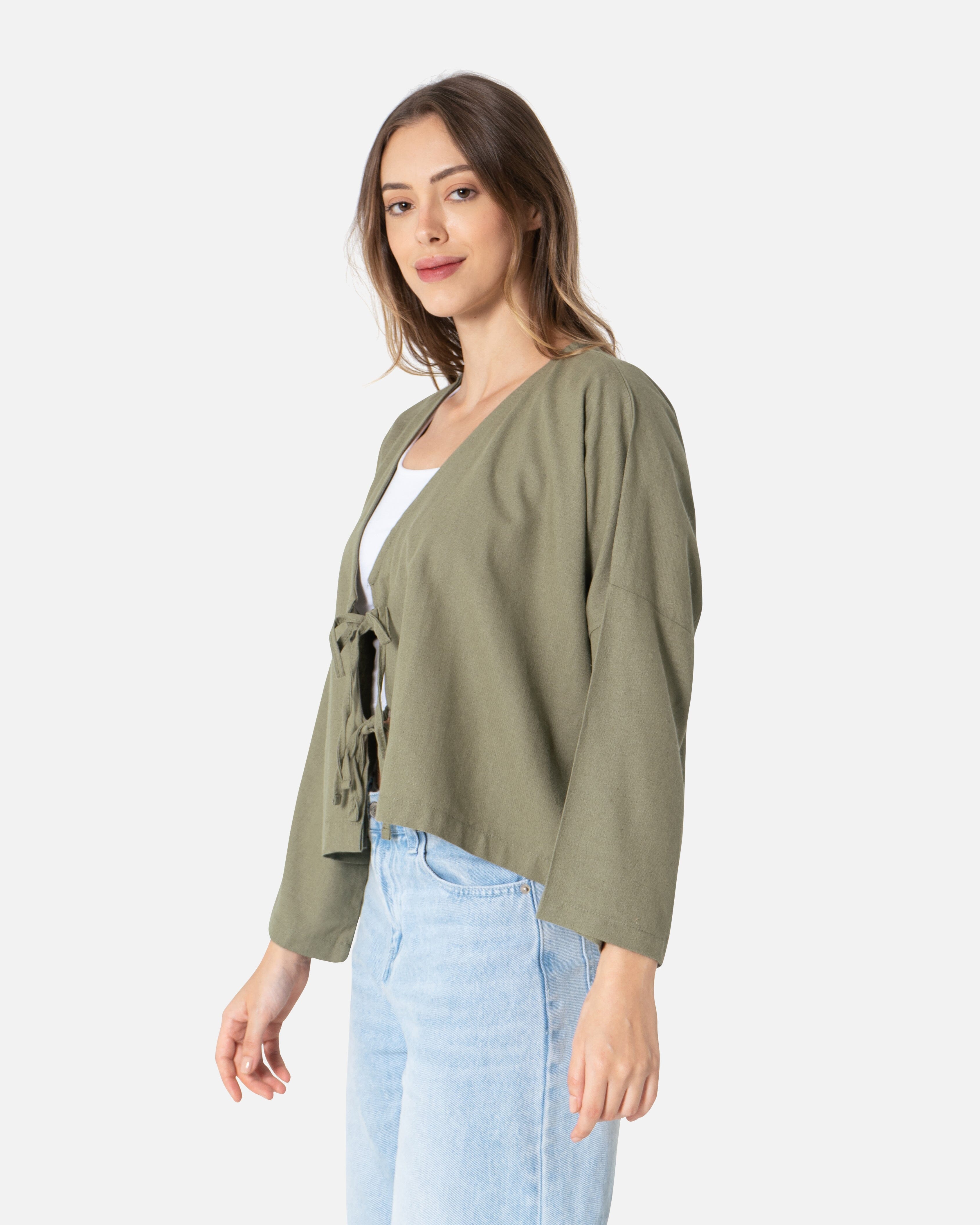 Frosty Green - "Tie Front" Cardigan Oversized Cardigan TheMakeovr 