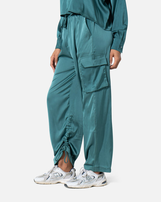 Green - Satin Cargo Pants TheMakeovr 