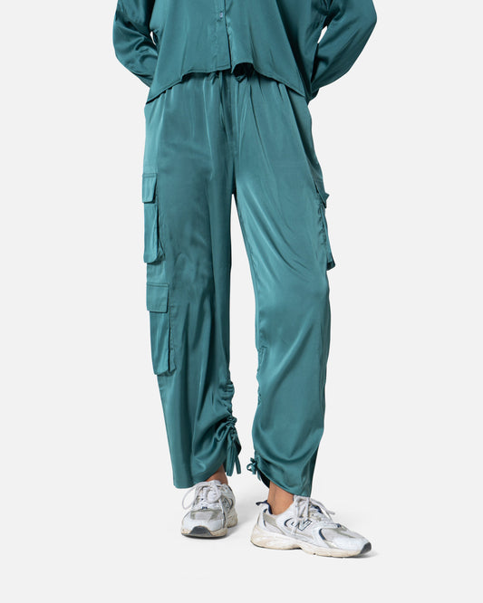 Green - Satin Cargo Pants TheMakeovr 