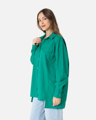 Green Stapled - Poplin Oversized Shirt Oversized Long Sleeve Shirt TheMakeovr 