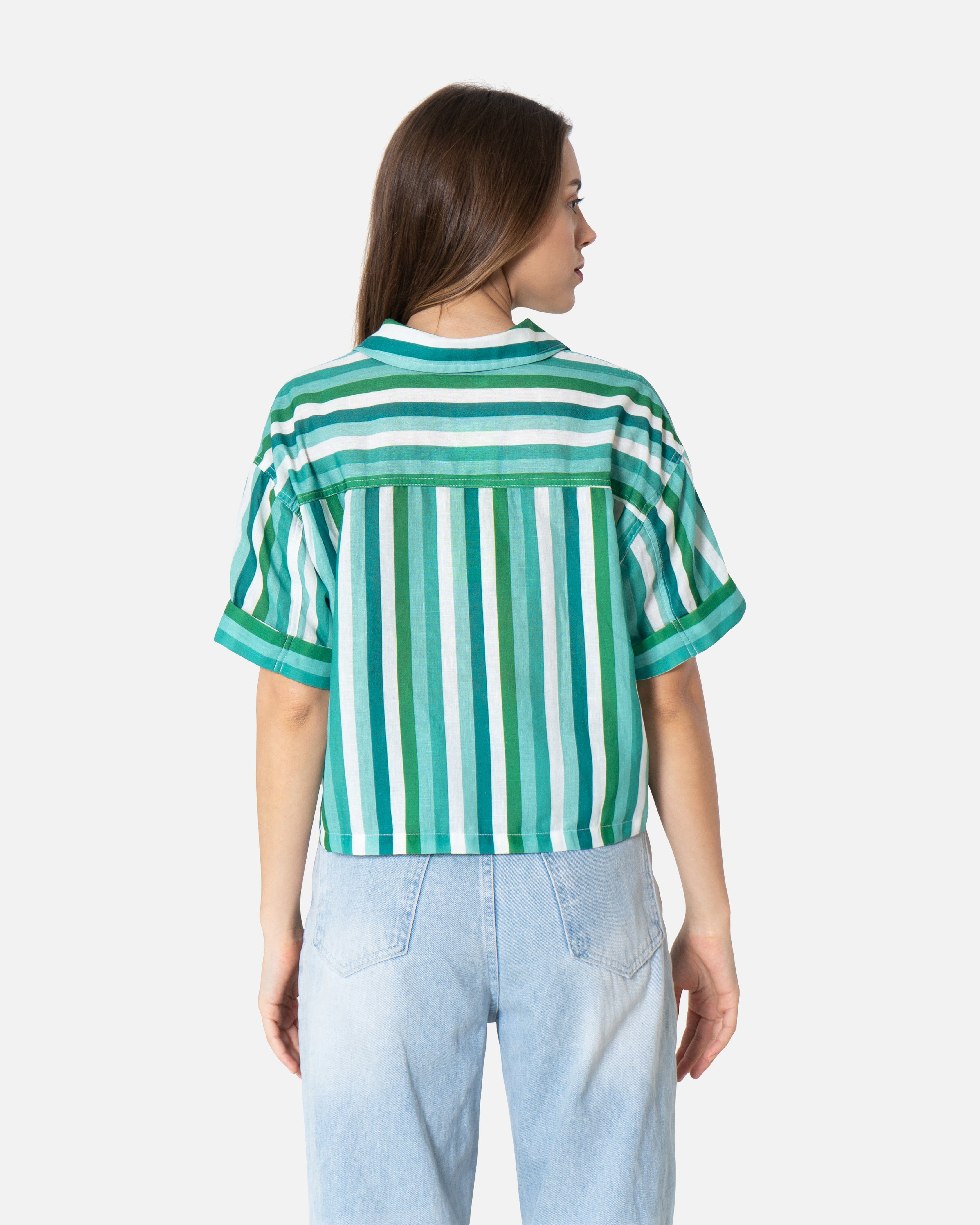 Green Streak - Cropped Shirt Cropped Shirt TheMakeovr 