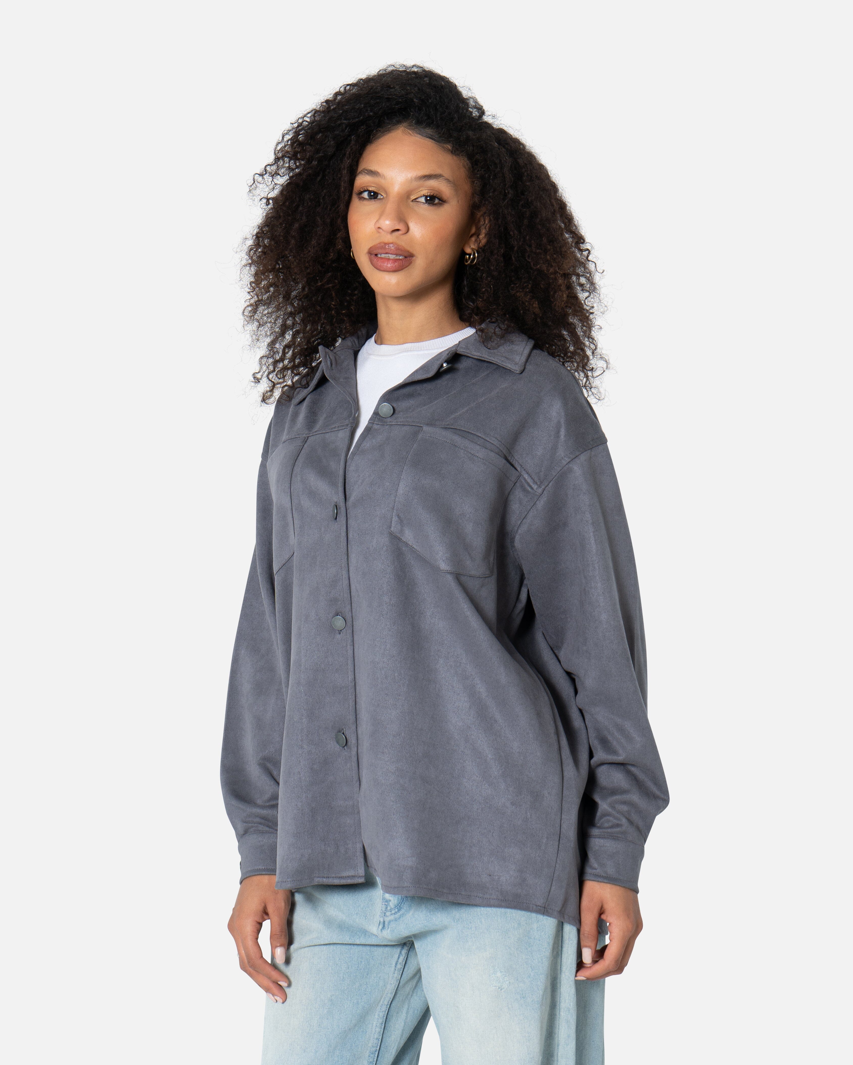 Grey - Suede Shirt Suede Shirts TheMakeovr 