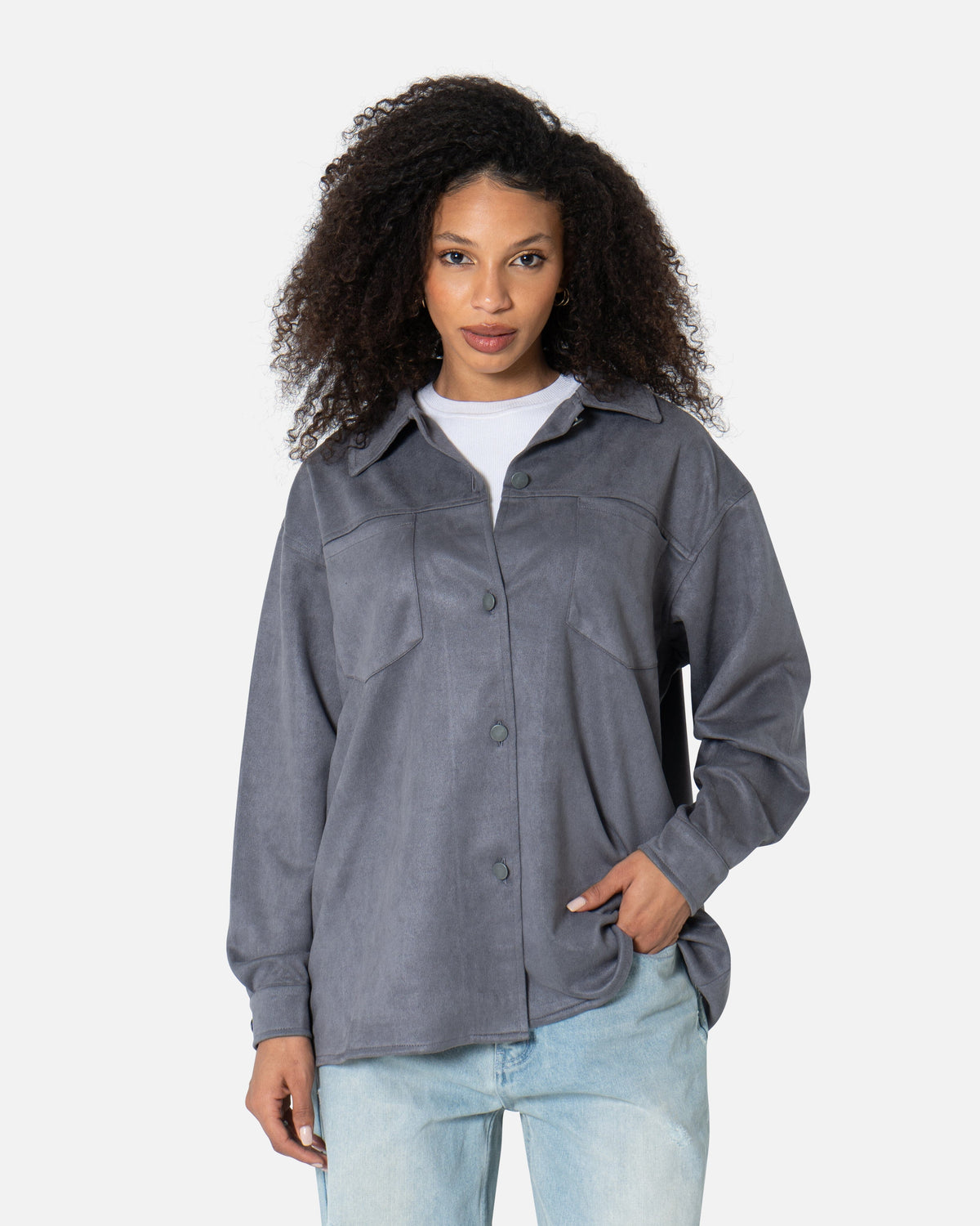 Grey - Suede Shirt Suede Shirts TheMakeovr 