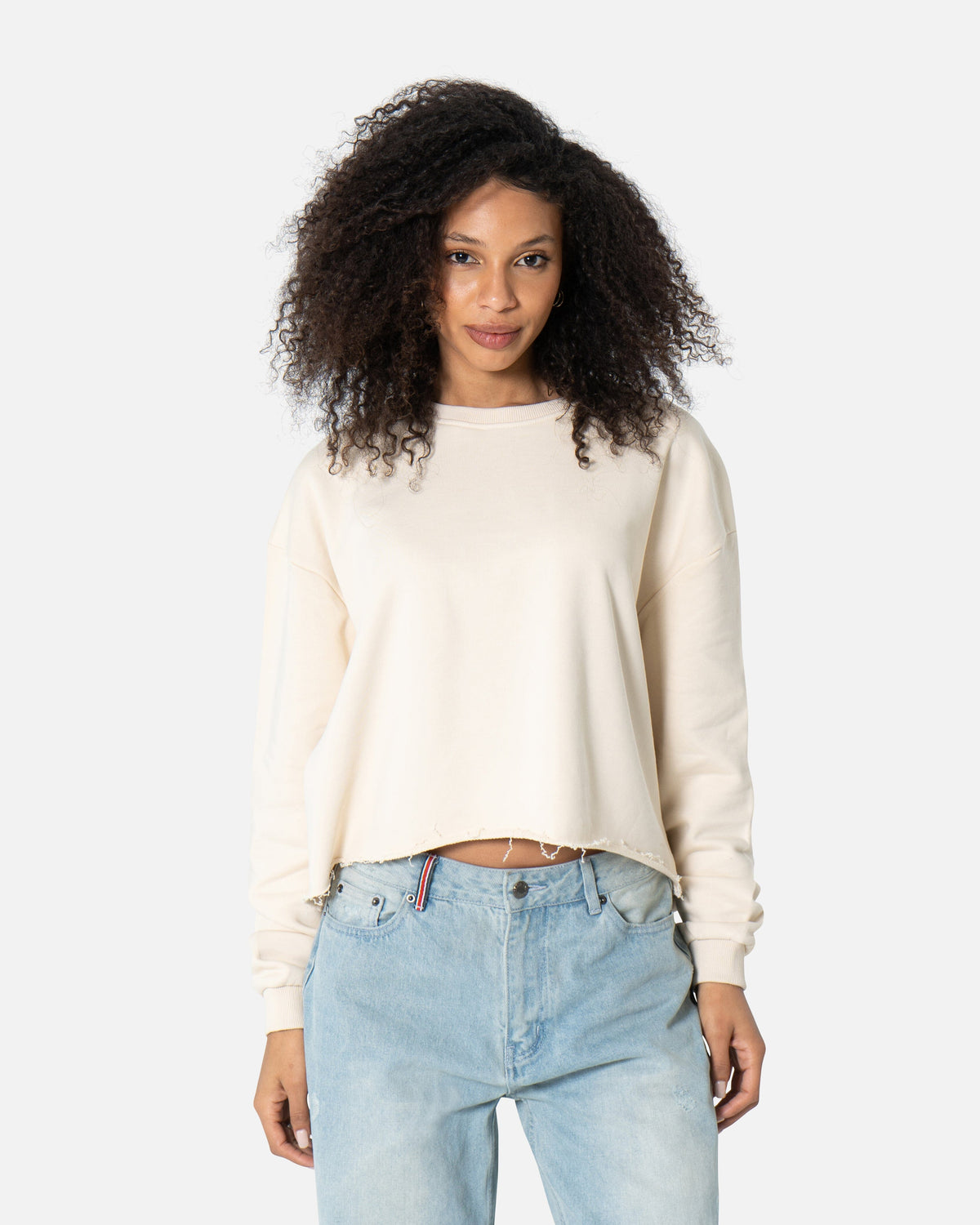 Light Beige - Basic Sweatshirt Cropped Sweatshirts TheMakeovr 