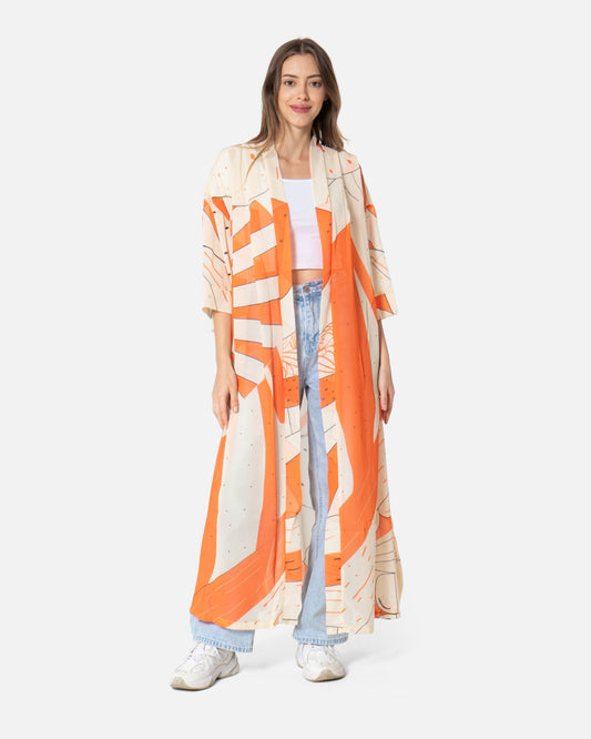 Orange Balloon - Chiffon Kimono Kimono TheMakeovr 