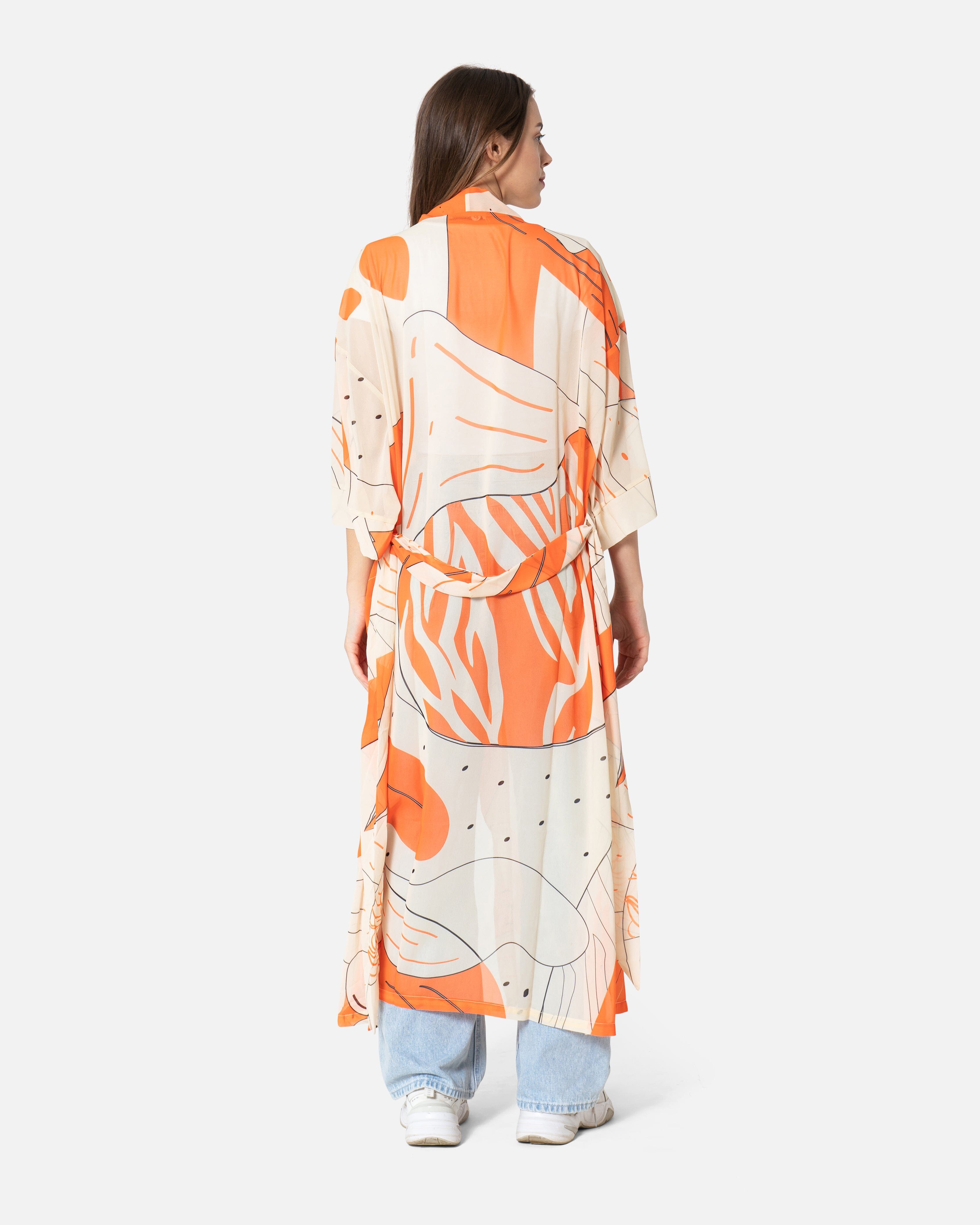 Orange Balloon - Chiffon Kimono Kimono TheMakeovr 