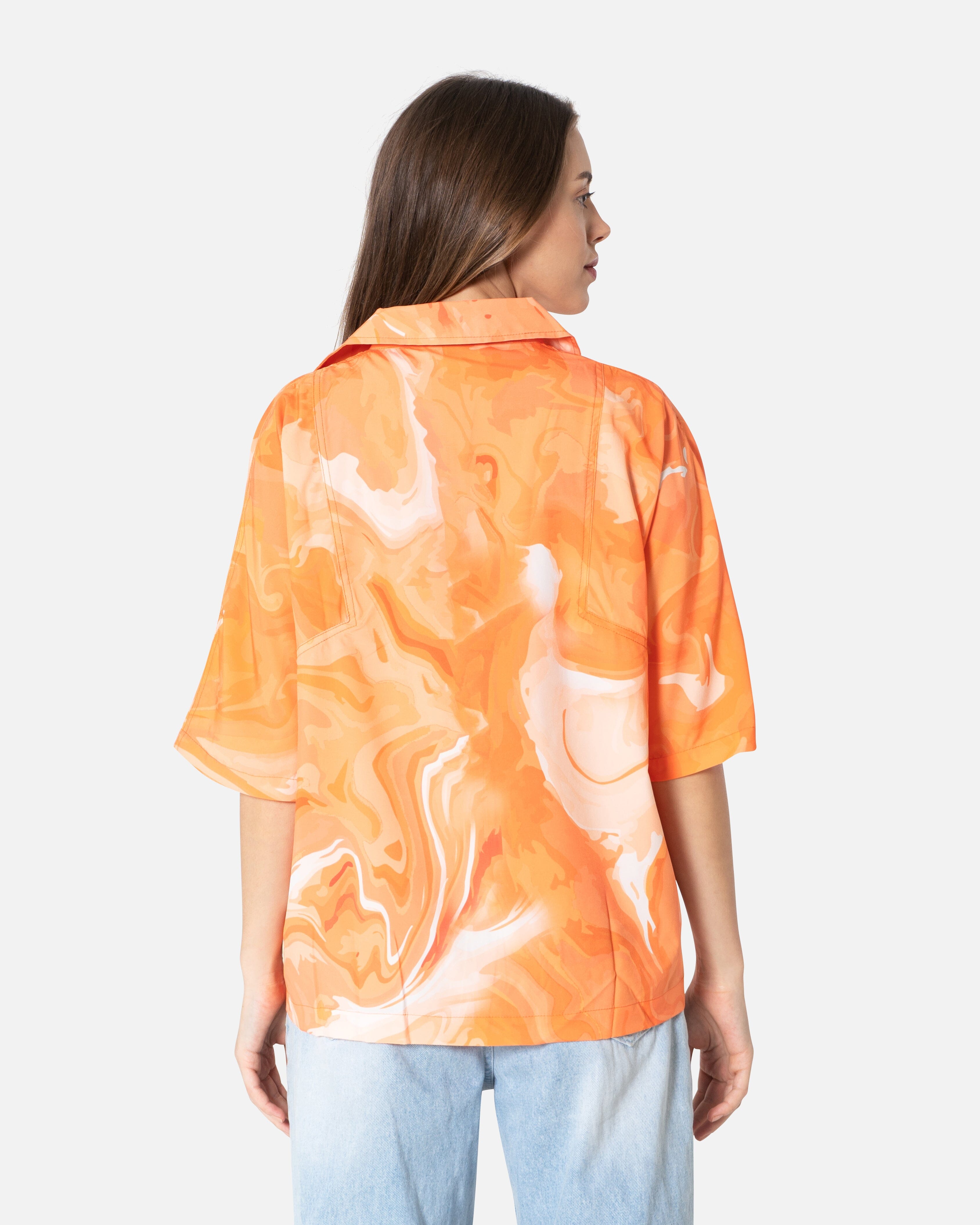 Orange Fluky - Oversized Boyfriend Shirt Boyfriend Shirt TheMakeovr 