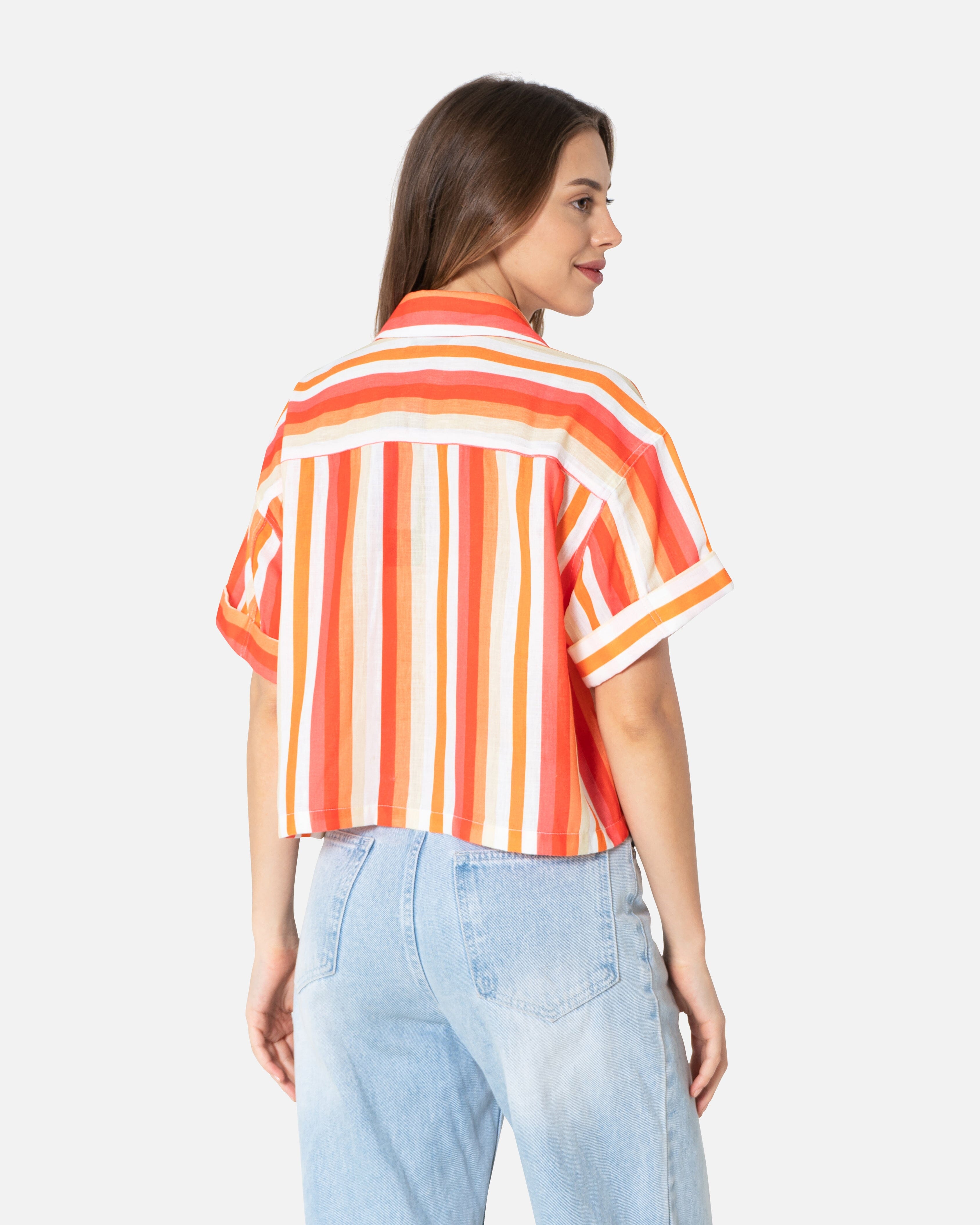 Orange Streak - Cropped Shirt Cropped Shirt TheMakeovr 