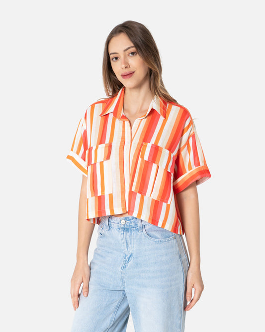 Orange Streak - Cropped Shirt Cropped Shirt TheMakeovr 