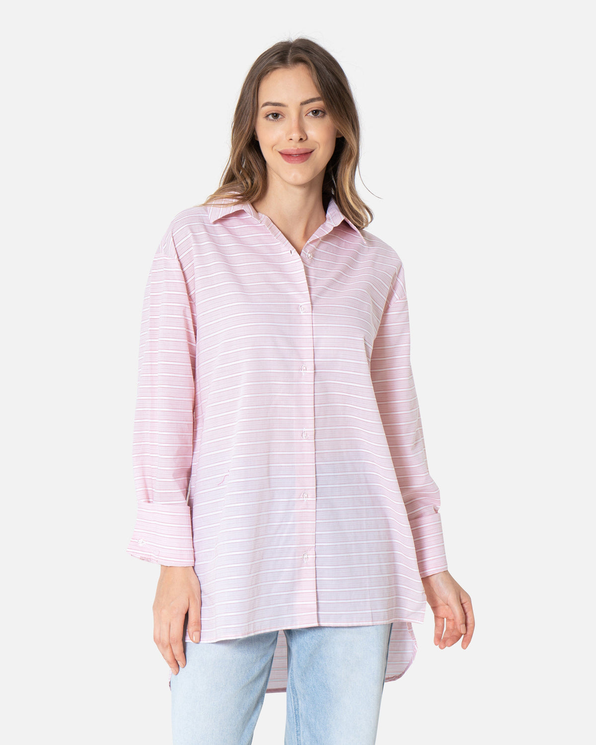 Pencil Stripes - Poplin Oversized Shirt Oversized Long Sleeve Shirt TheMakeOvr 