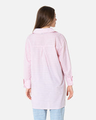 Pencil Stripes - Poplin Oversized Shirt Oversized Long Sleeve Shirt TheMakeOvr 