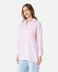 Pencil Stripes - Poplin Oversized Shirt Oversized Long Sleeve Shirt TheMakeOvr 