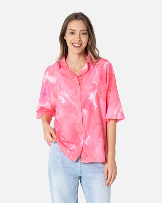 Pink Fluky - Oversized Boyfriend Shirt Boyfriend Shirt TheMakeovr 