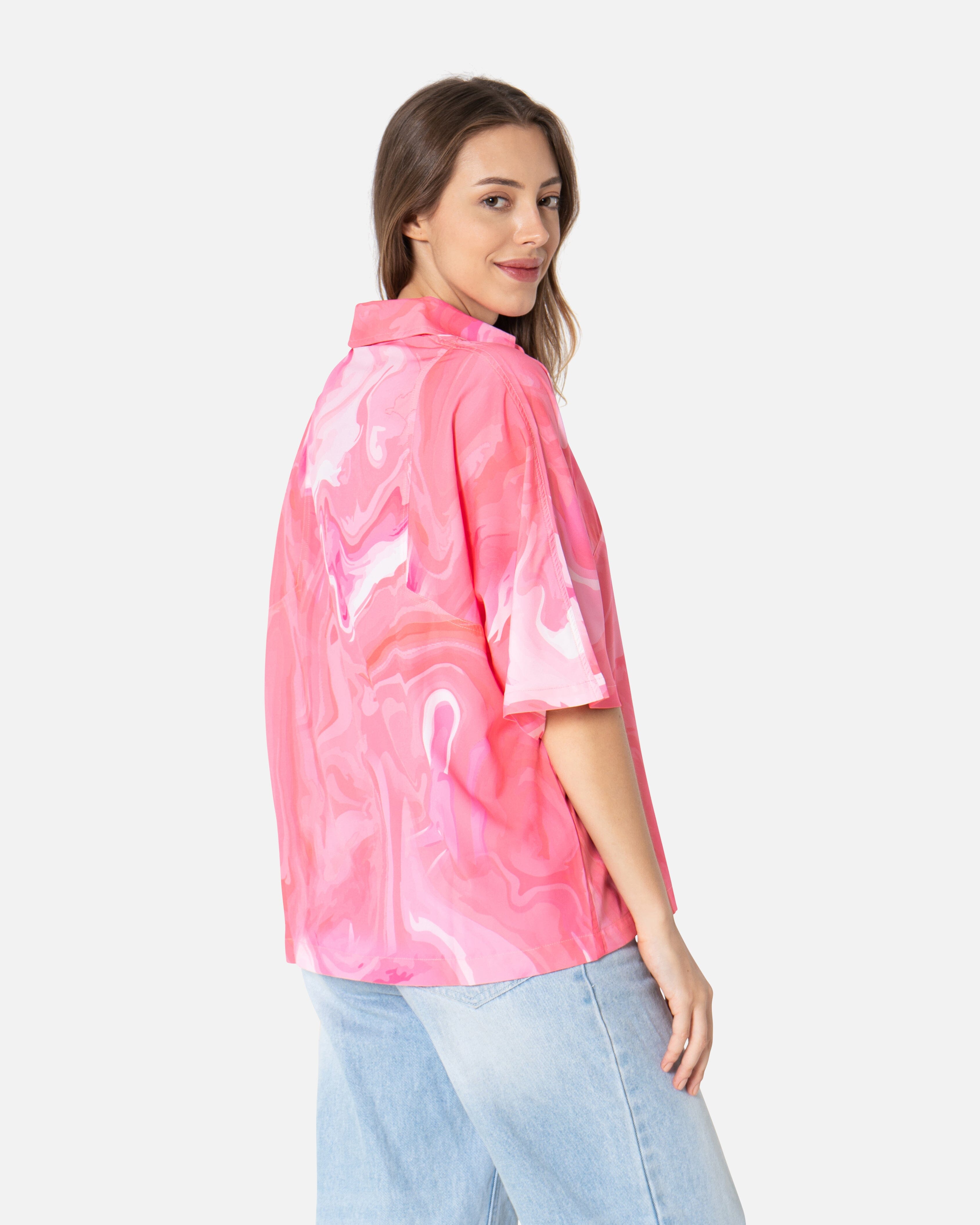 Pink Fluky - Oversized Boyfriend Shirt Boyfriend Shirt TheMakeovr 