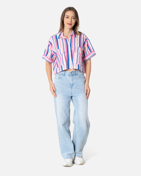 Pink Streak - Cropped Shirt Cropped Shirt TheMakeovr 