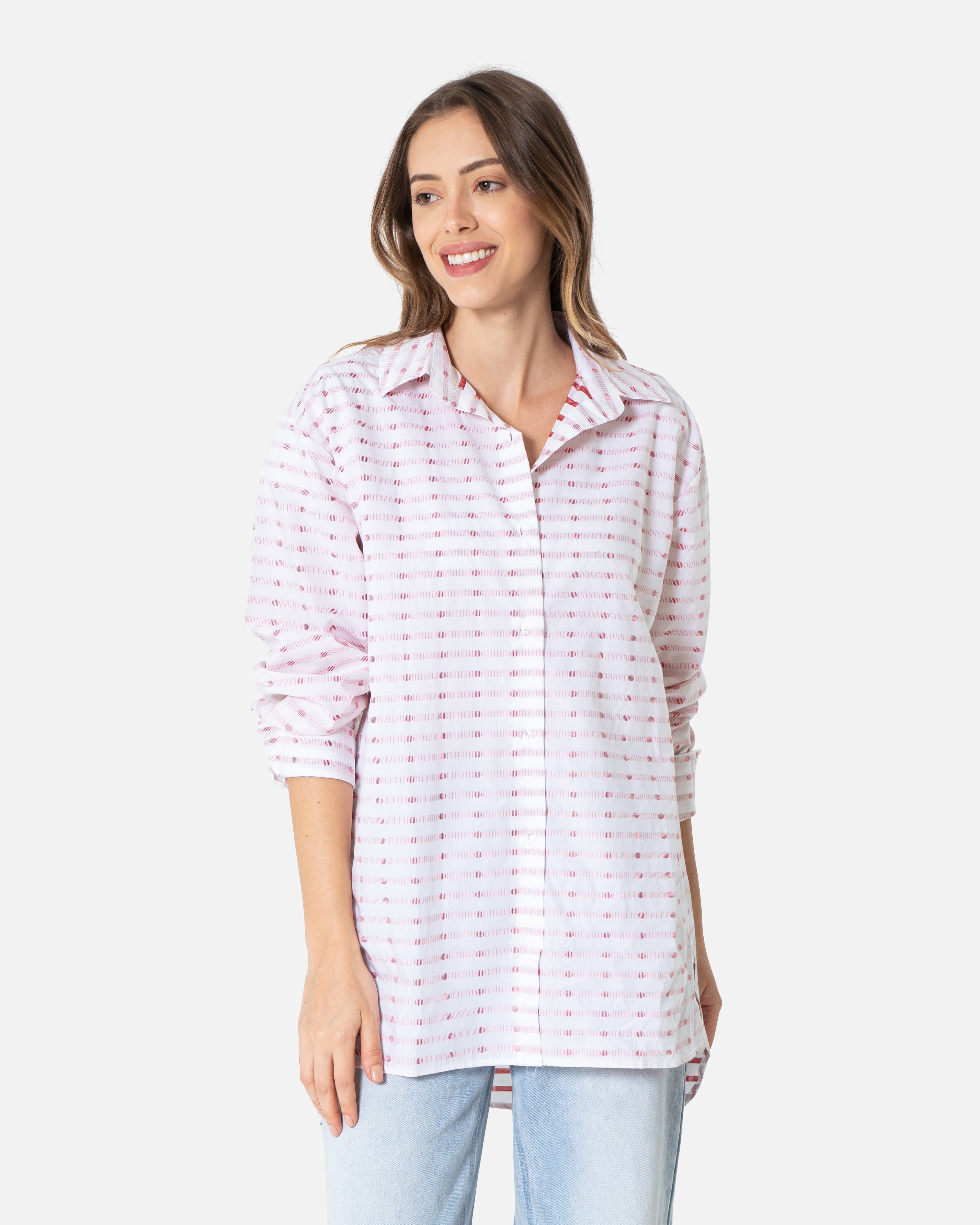 Polka - Poplin Oversized Shirt Oversized Long Sleeve Shirt TheMakeovr 