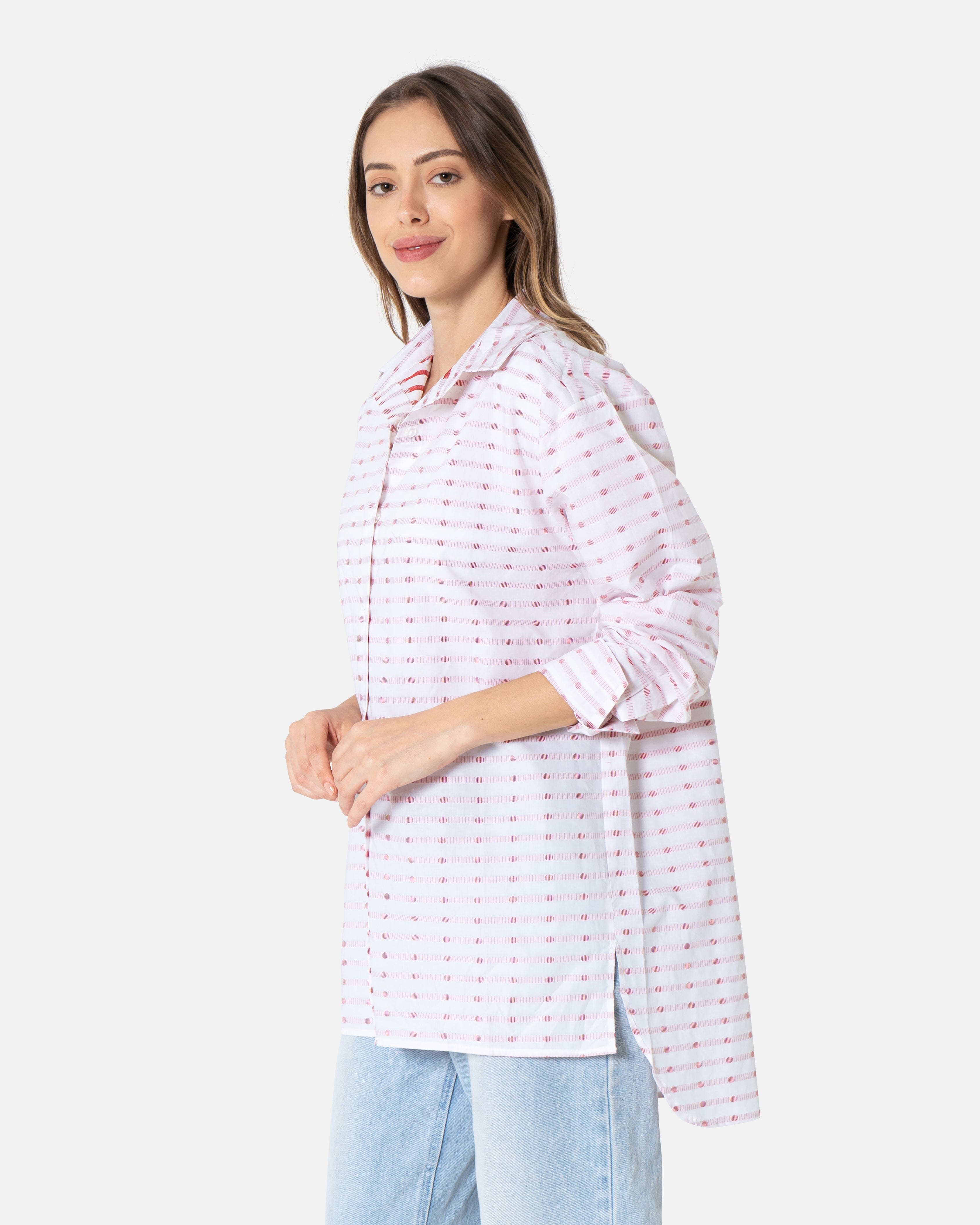 Polka - Poplin Oversized Shirt Oversized Long Sleeve Shirt TheMakeovr 