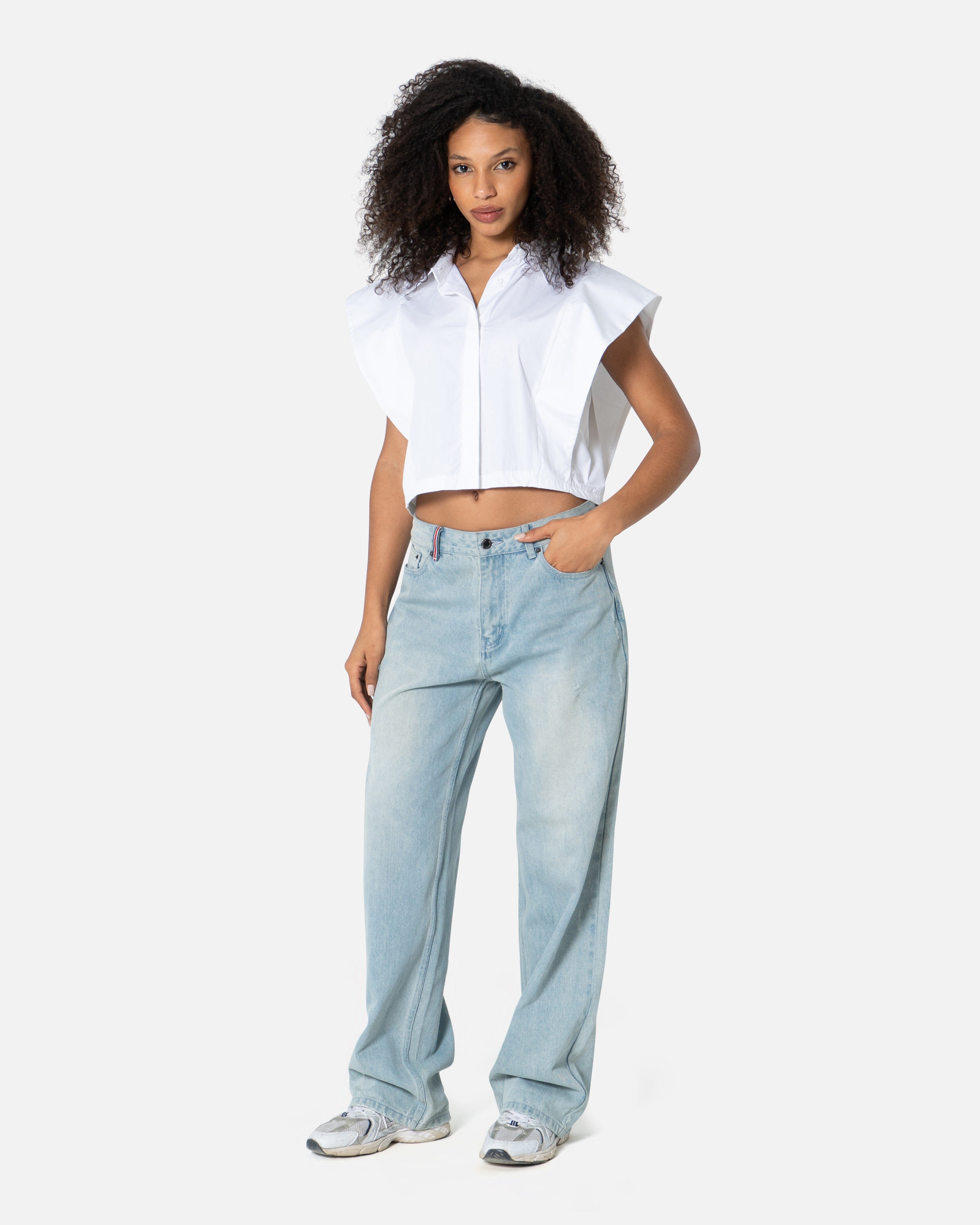 Poplin Cut-Out Shirt Cropped Shirt TheMakeovr 